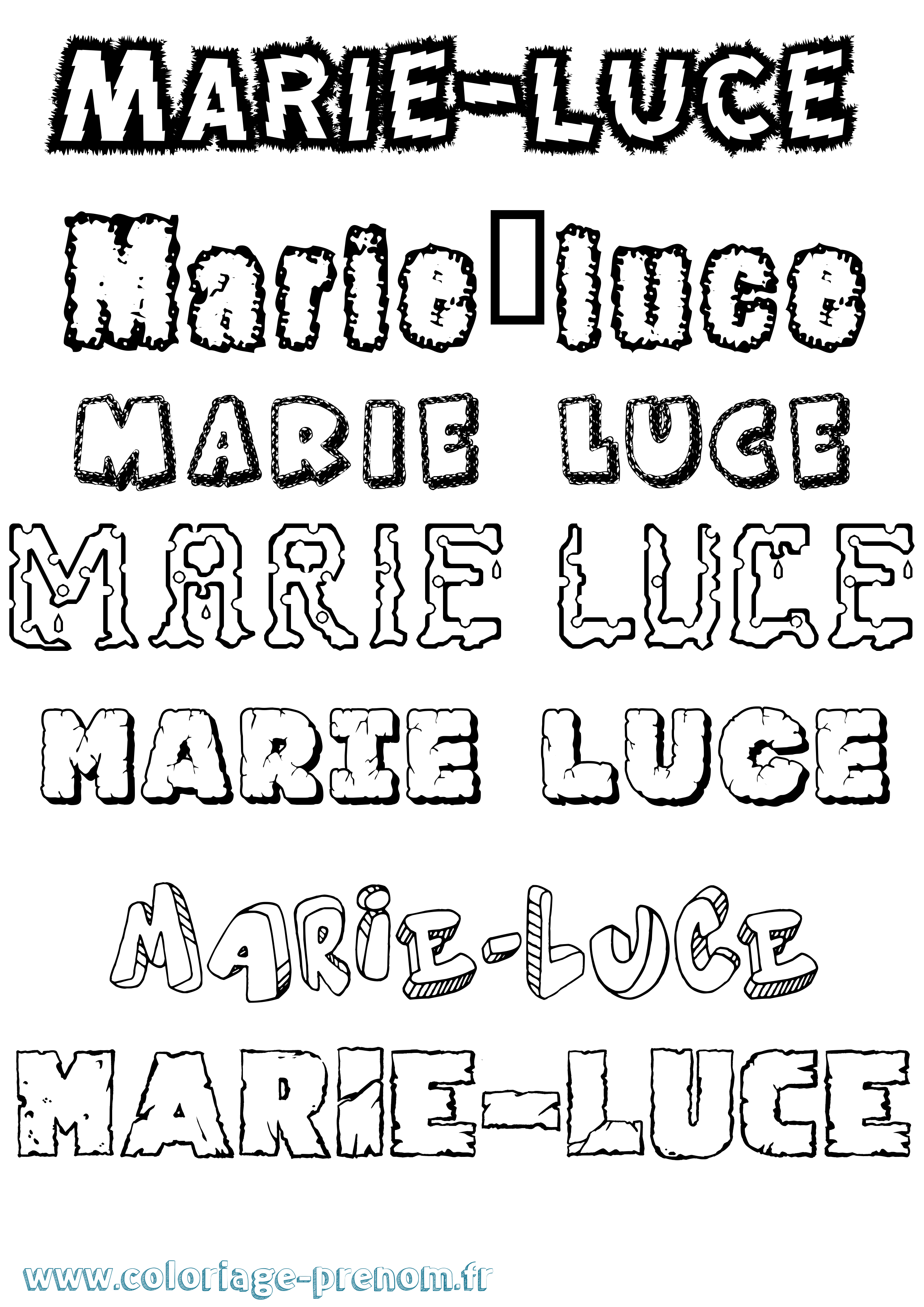 Coloriage Marie-Luce Destructuré Coloriage prénom Marie-Luce Destructuré