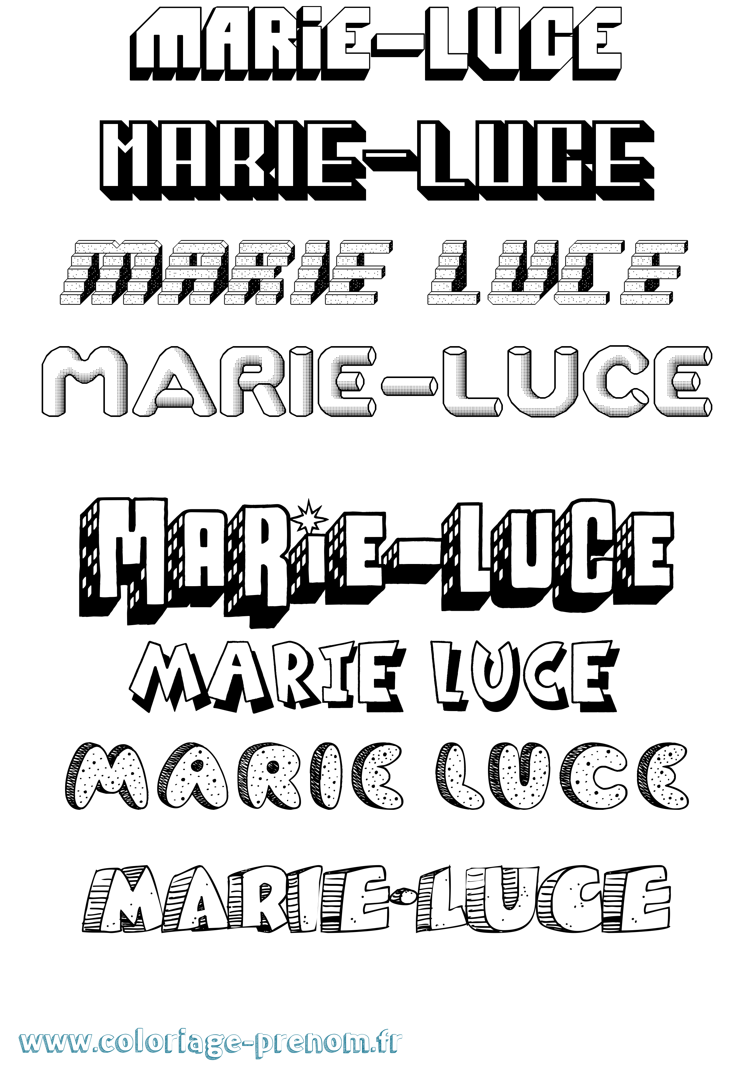 Coloriage Marie-Luce Effet 3D Coloriage prénom Marie-Luce Effet 3D
