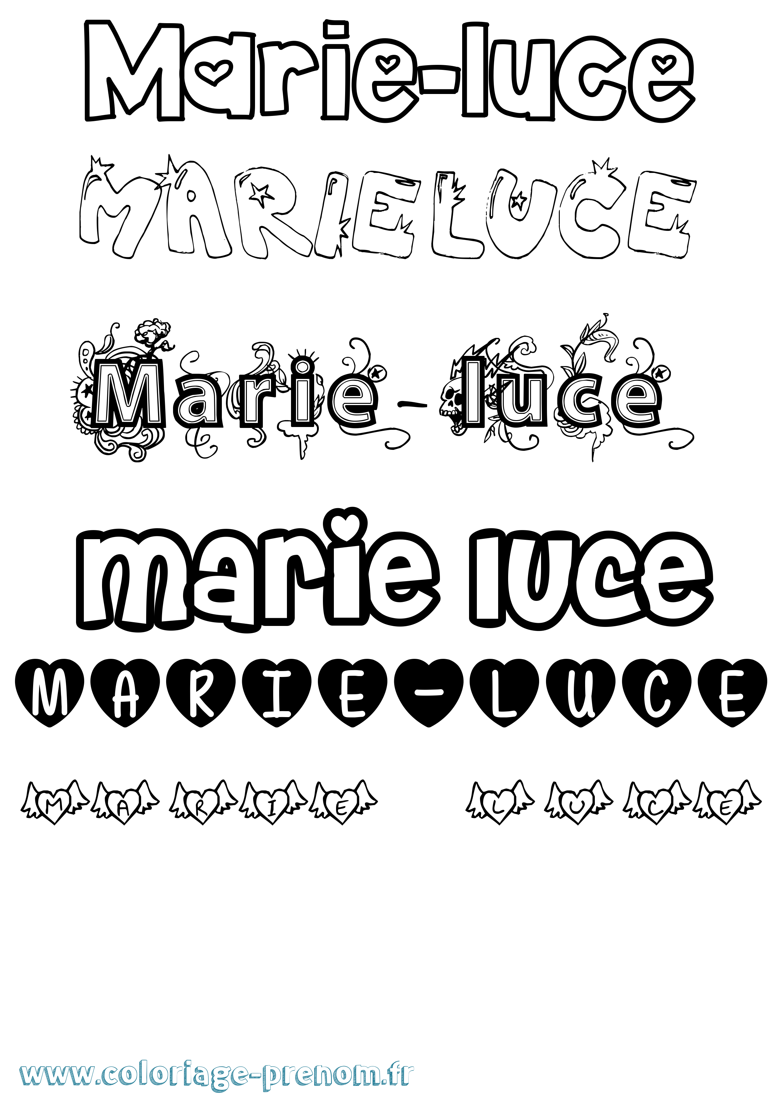 Coloriage Marie-Luce Girly Coloriage prénom Marie-Luce Girly