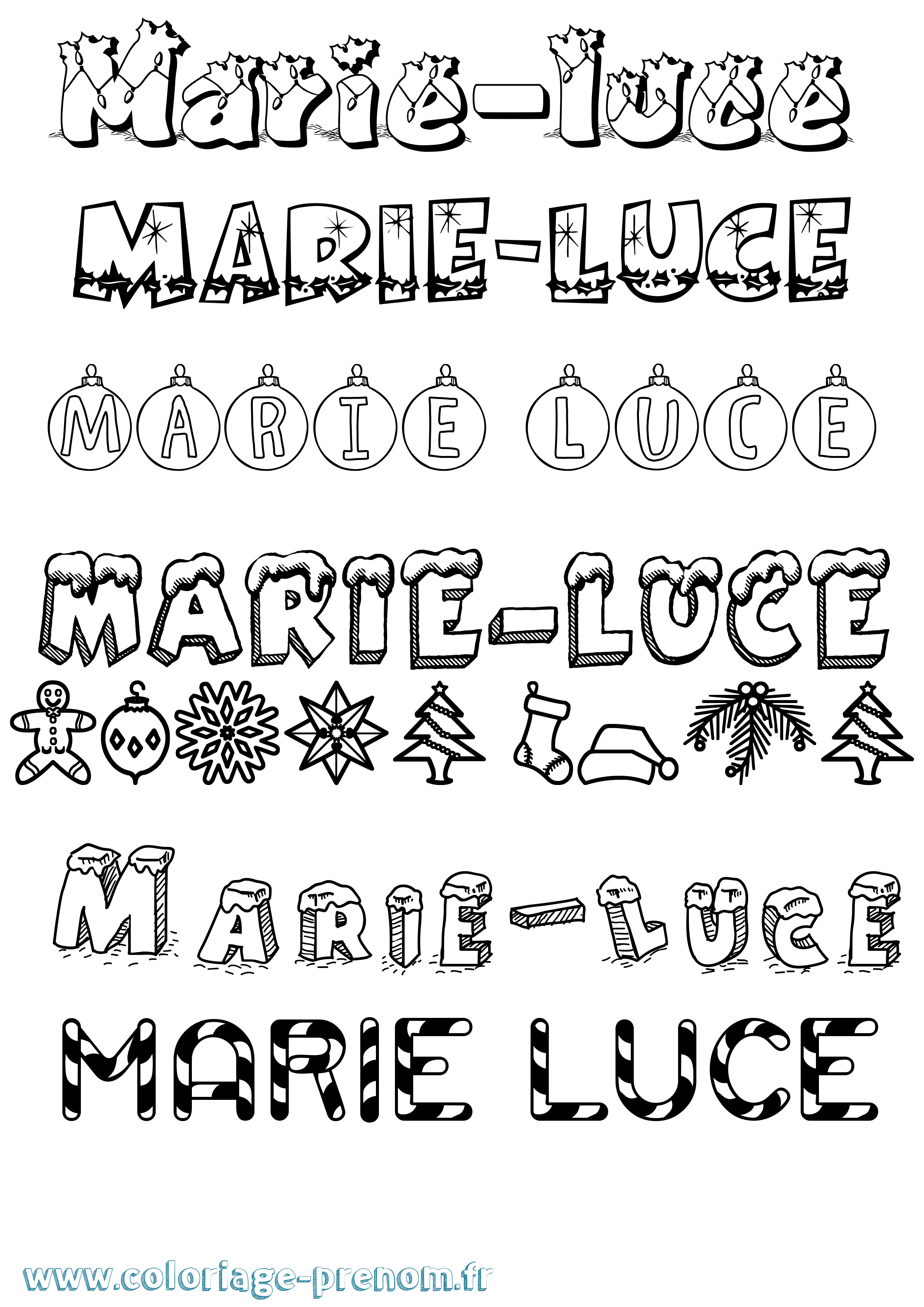 Coloriage Marie-Luce Noël Coloriage prénom Marie-Luce Noël