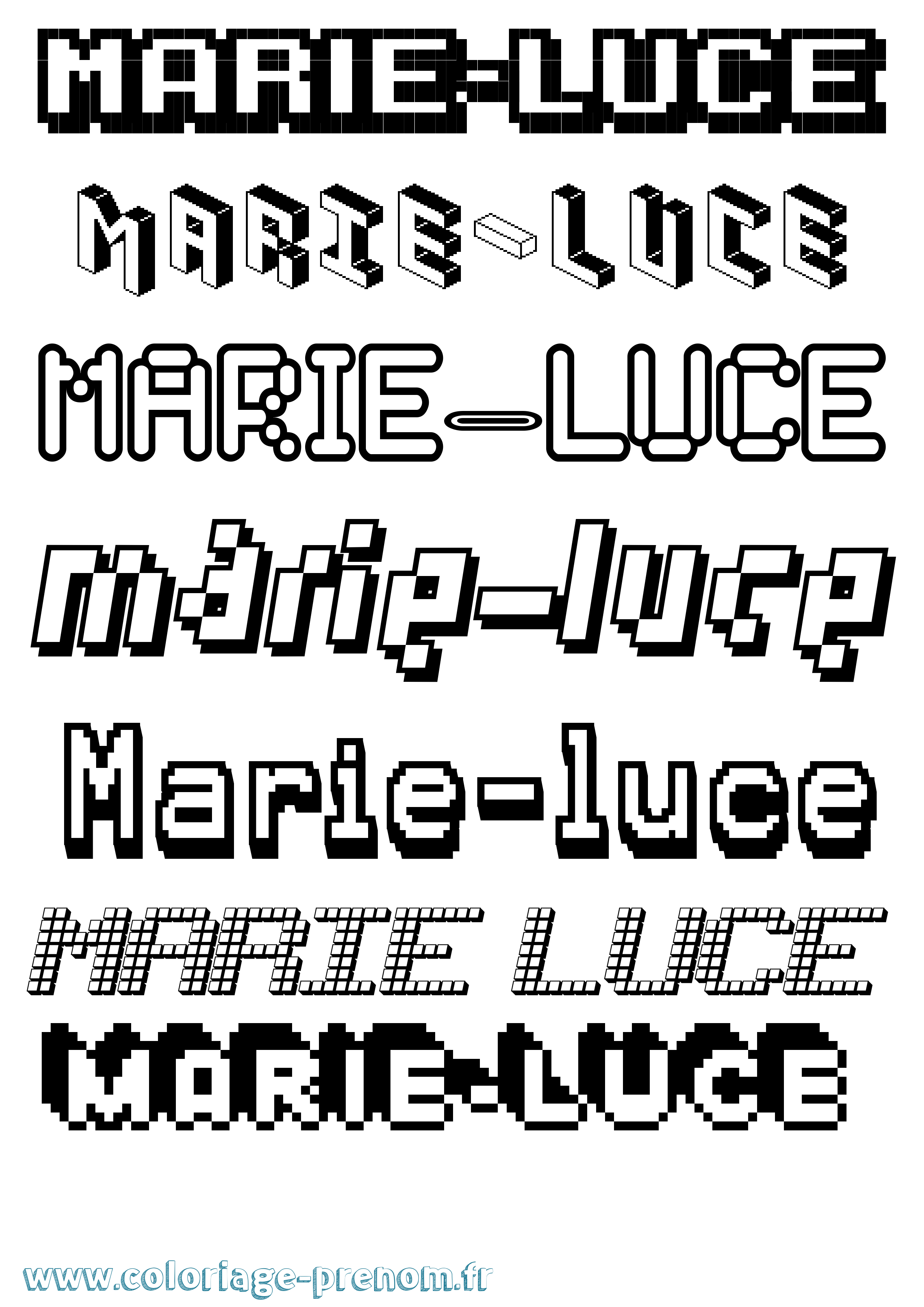 Coloriage Marie-Luce Pixel Coloriage prénom Marie-Luce Pixel