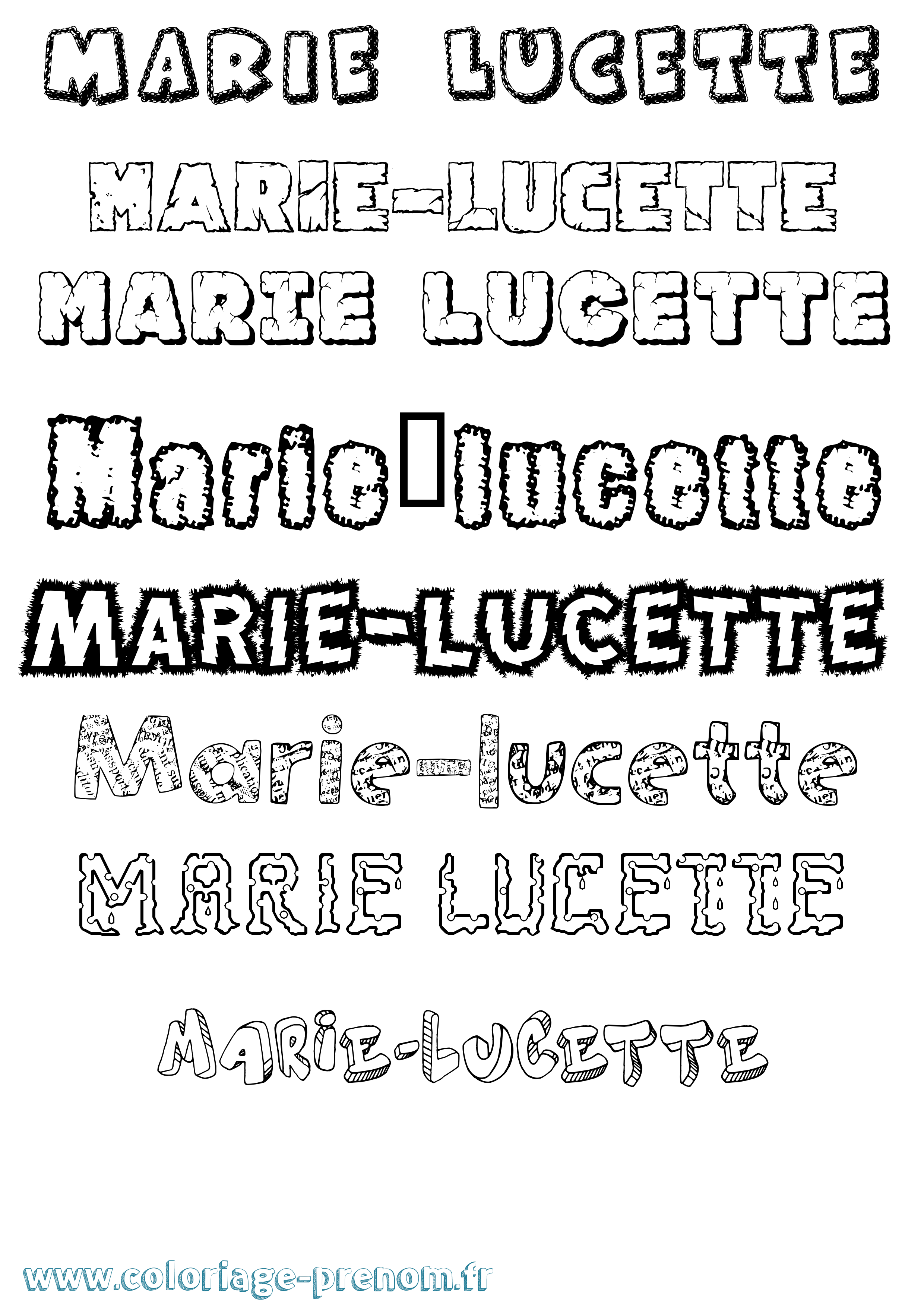 Coloriage Marie-Lucette Destructuré Coloriage prénom Marie-Lucette Destructuré