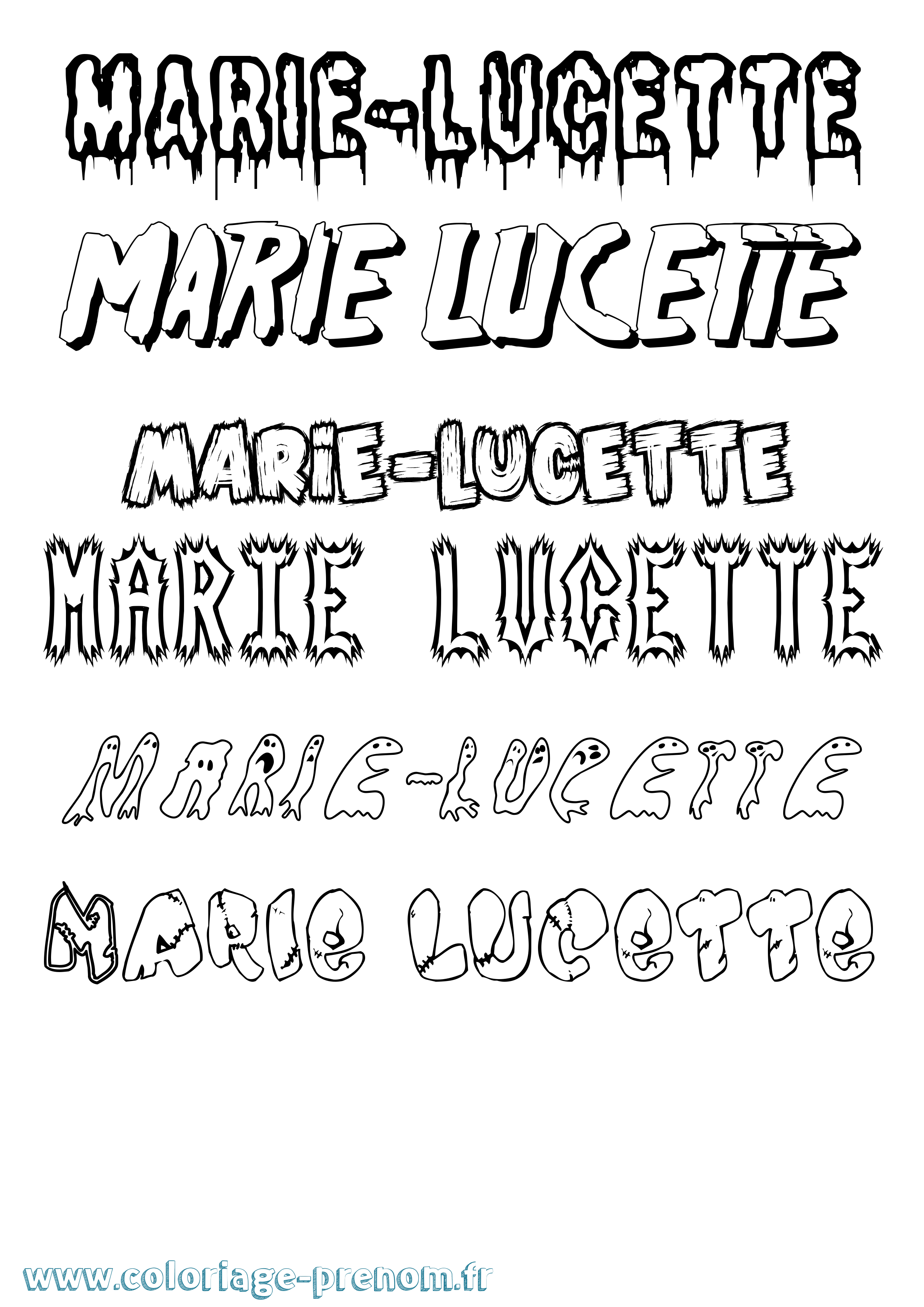 Coloriage Marie-Lucette Frisson Coloriage prénom Marie-Lucette Frisson