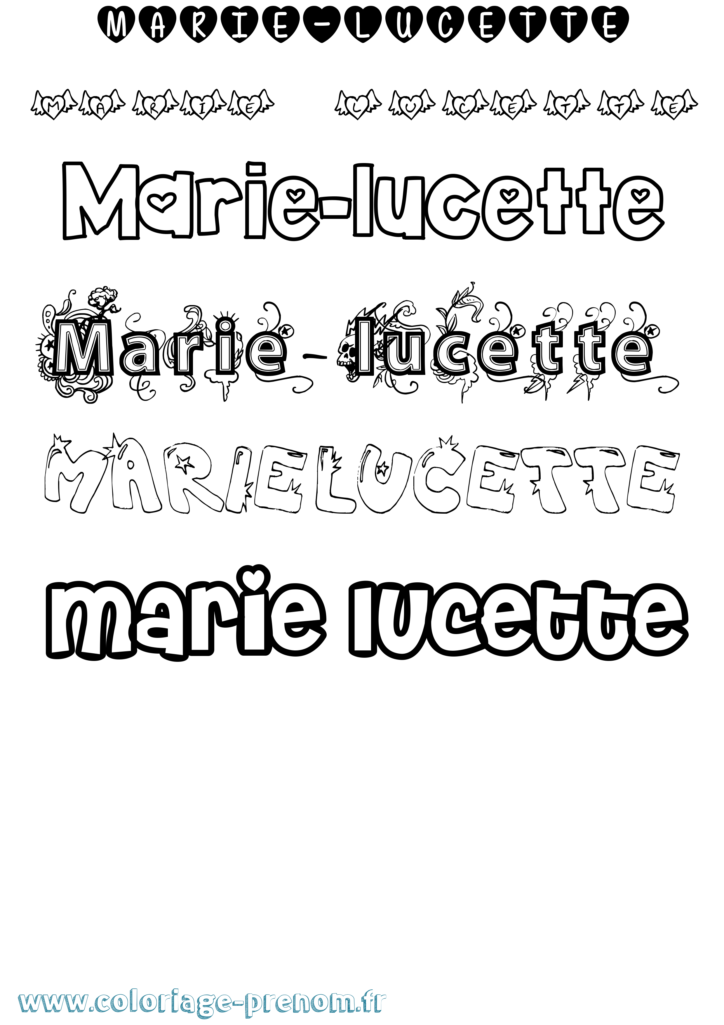 Coloriage Marie-Lucette Girly Coloriage prénom Marie-Lucette Girly