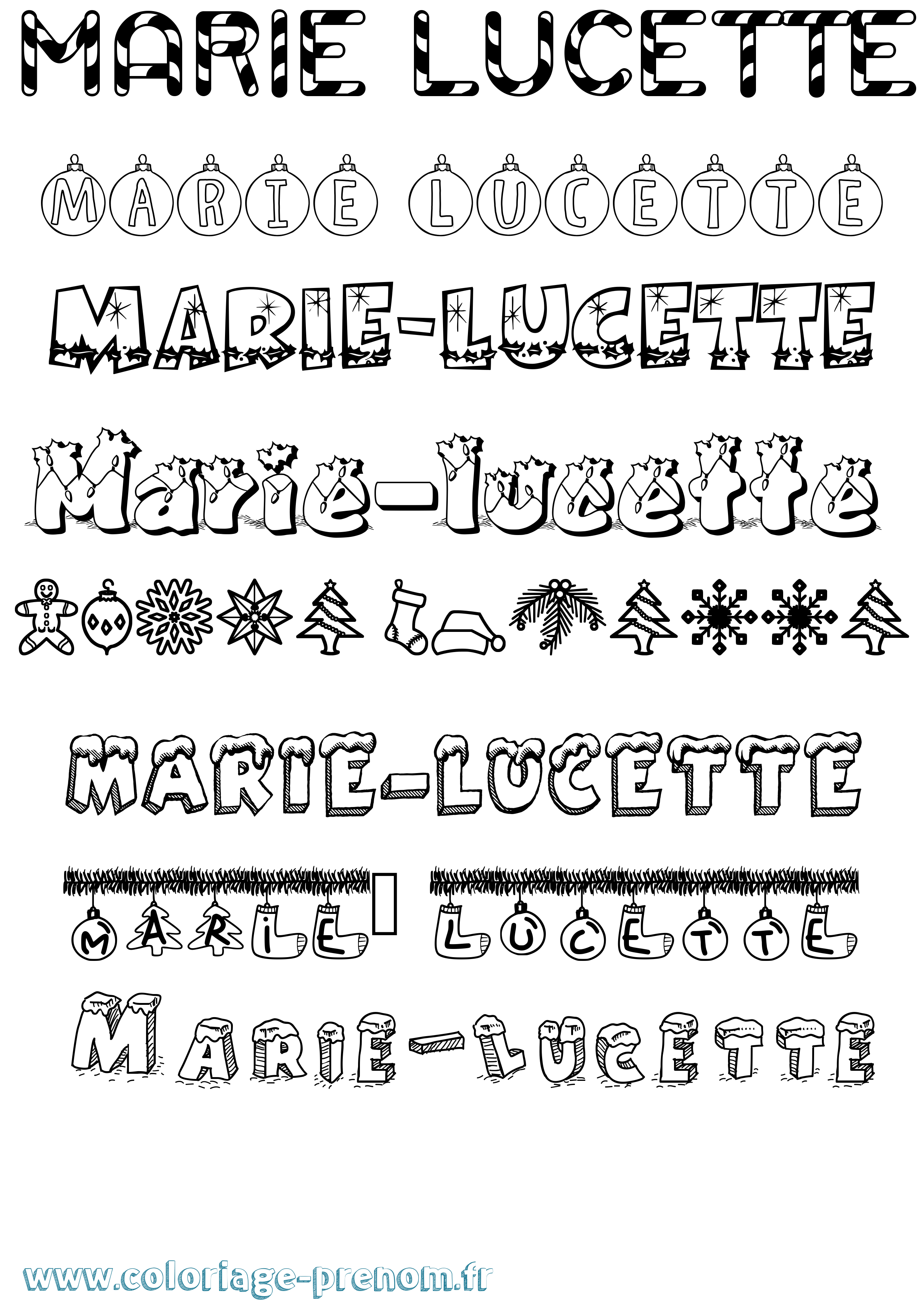 Coloriage Marie-Lucette Noël Coloriage prénom Marie-Lucette Noël
