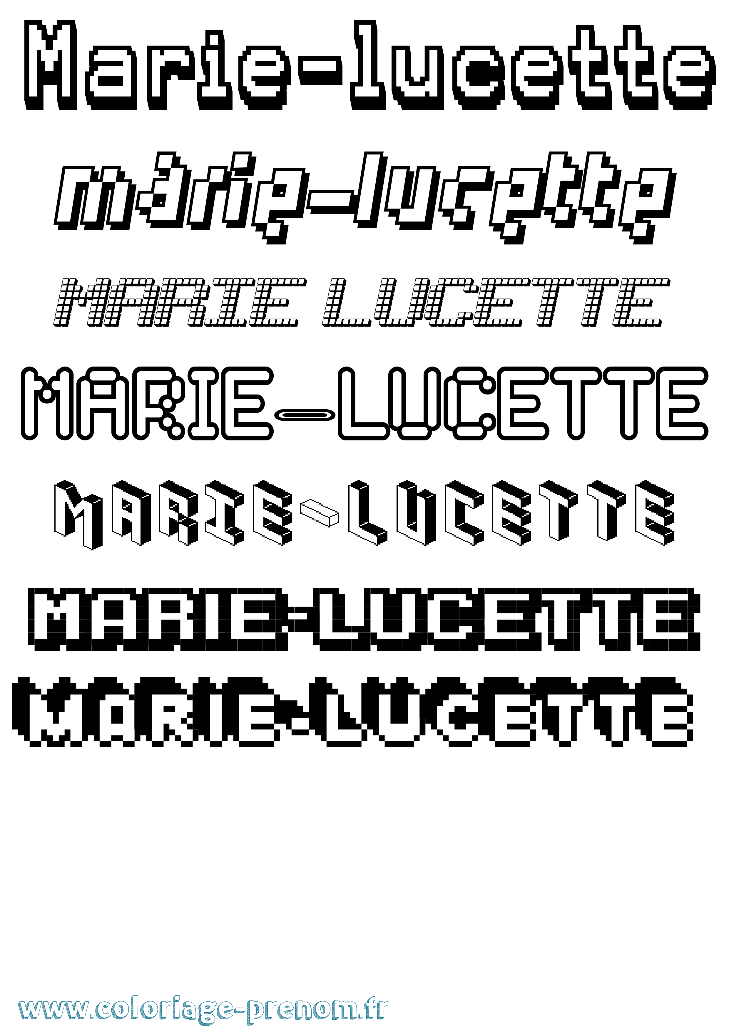 Coloriage Marie-Lucette Pixel Coloriage prénom Marie-Lucette Pixel