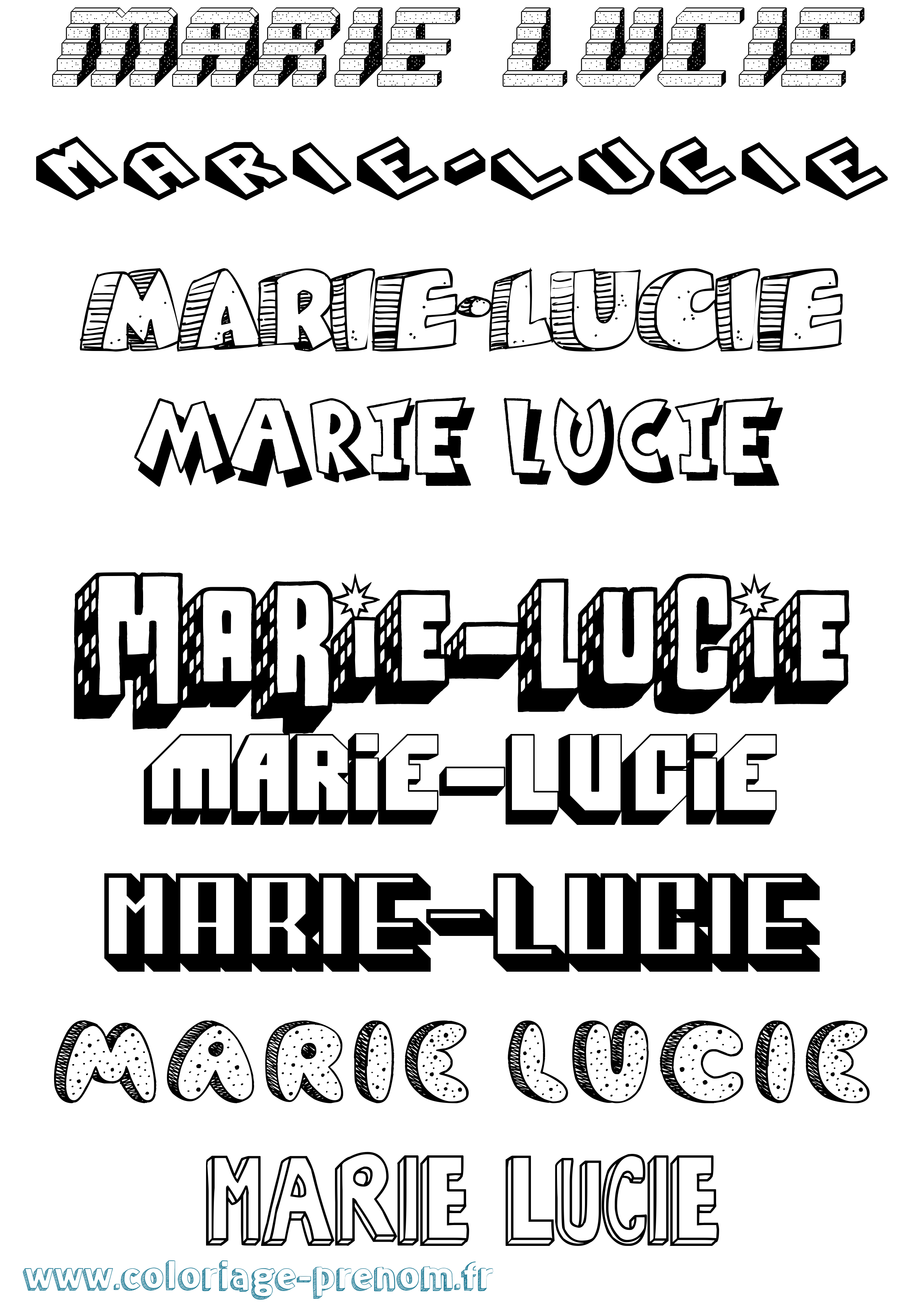 Coloriage Marie-Lucie Effet 3D Coloriage prénom Marie-Lucie Effet 3D