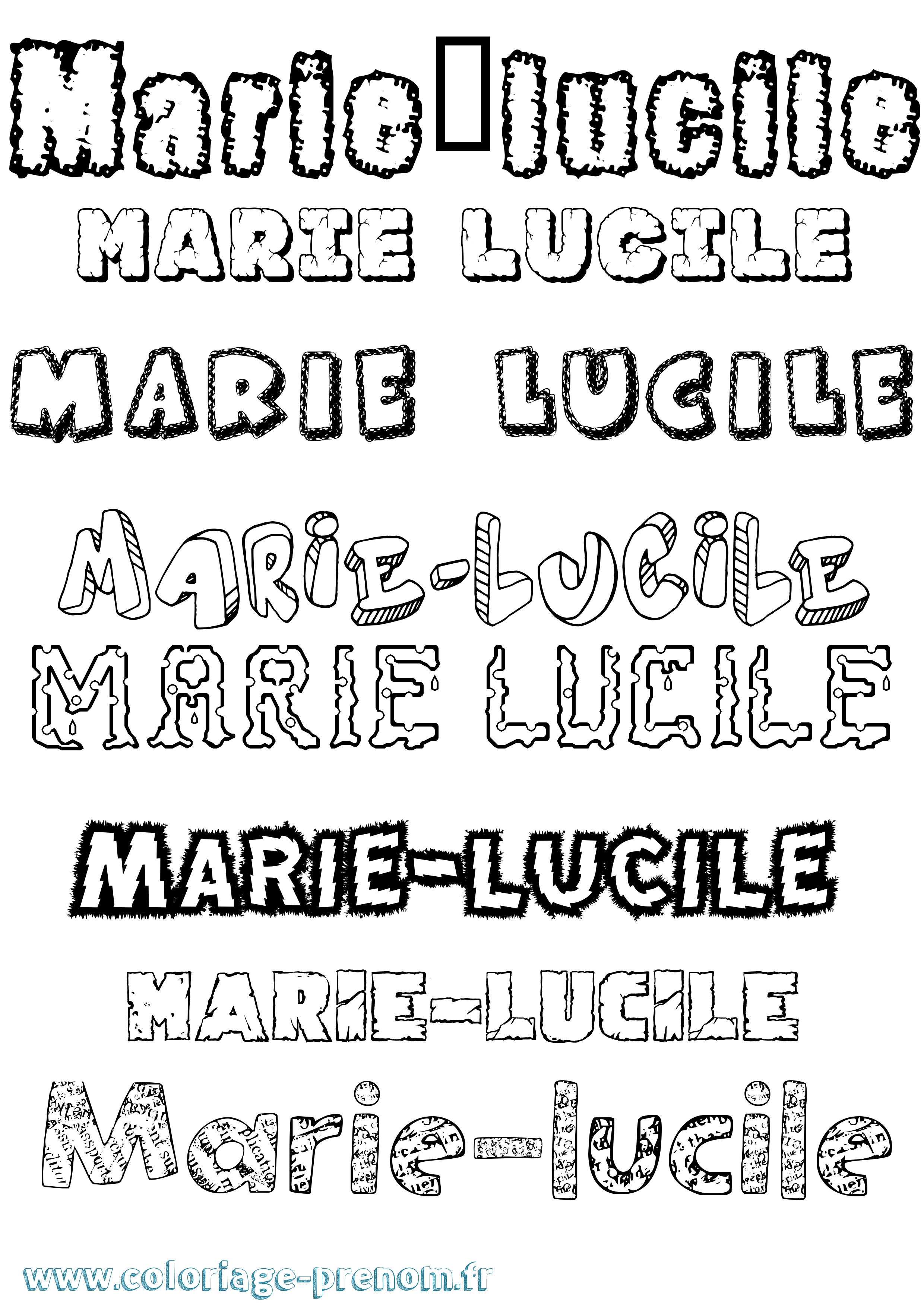 Coloriage Marie-Lucile Destructuré Coloriage prénom Marie-Lucile Destructuré