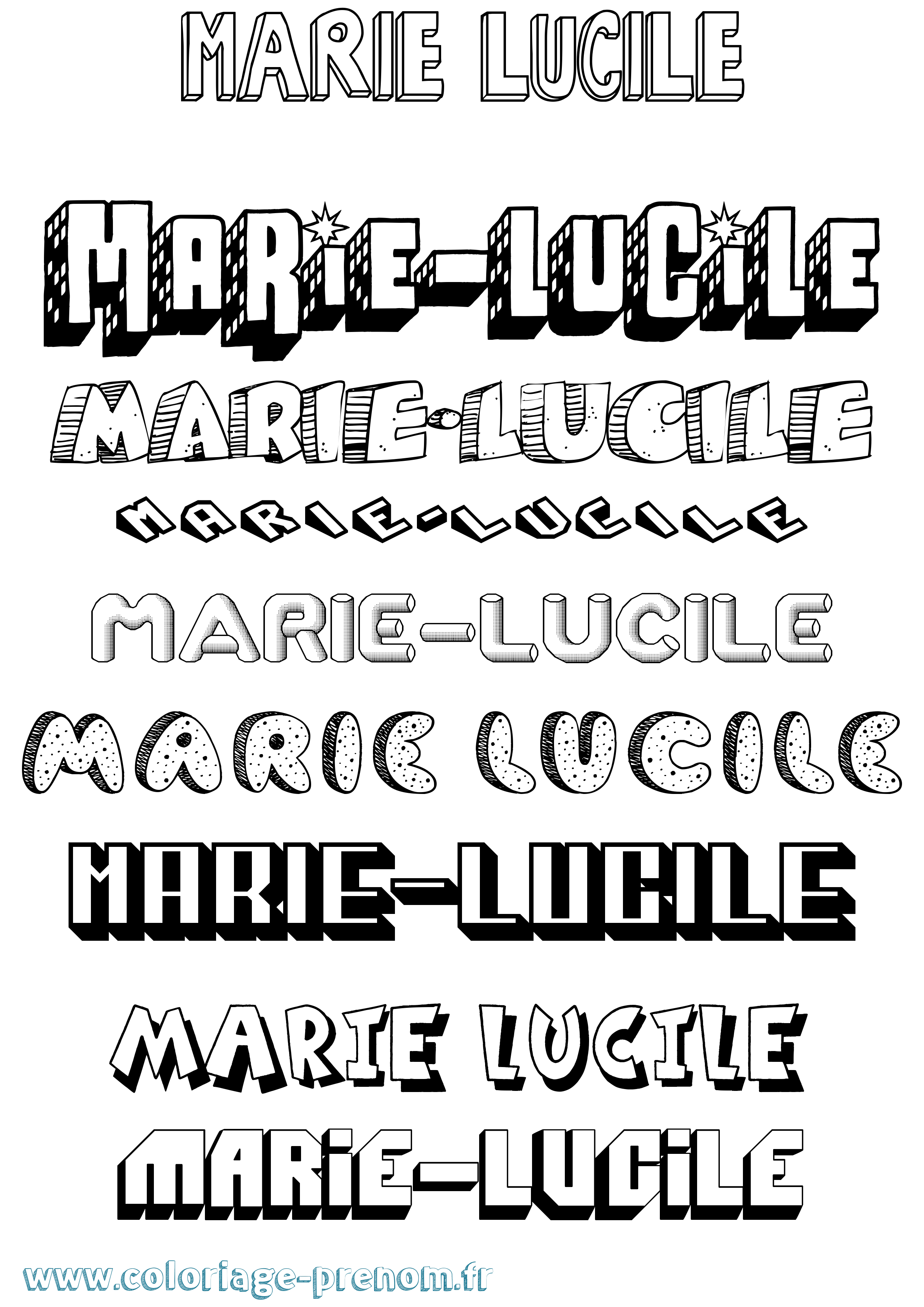 Coloriage Marie-Lucile Effet 3D Coloriage prénom Marie-Lucile Effet 3D