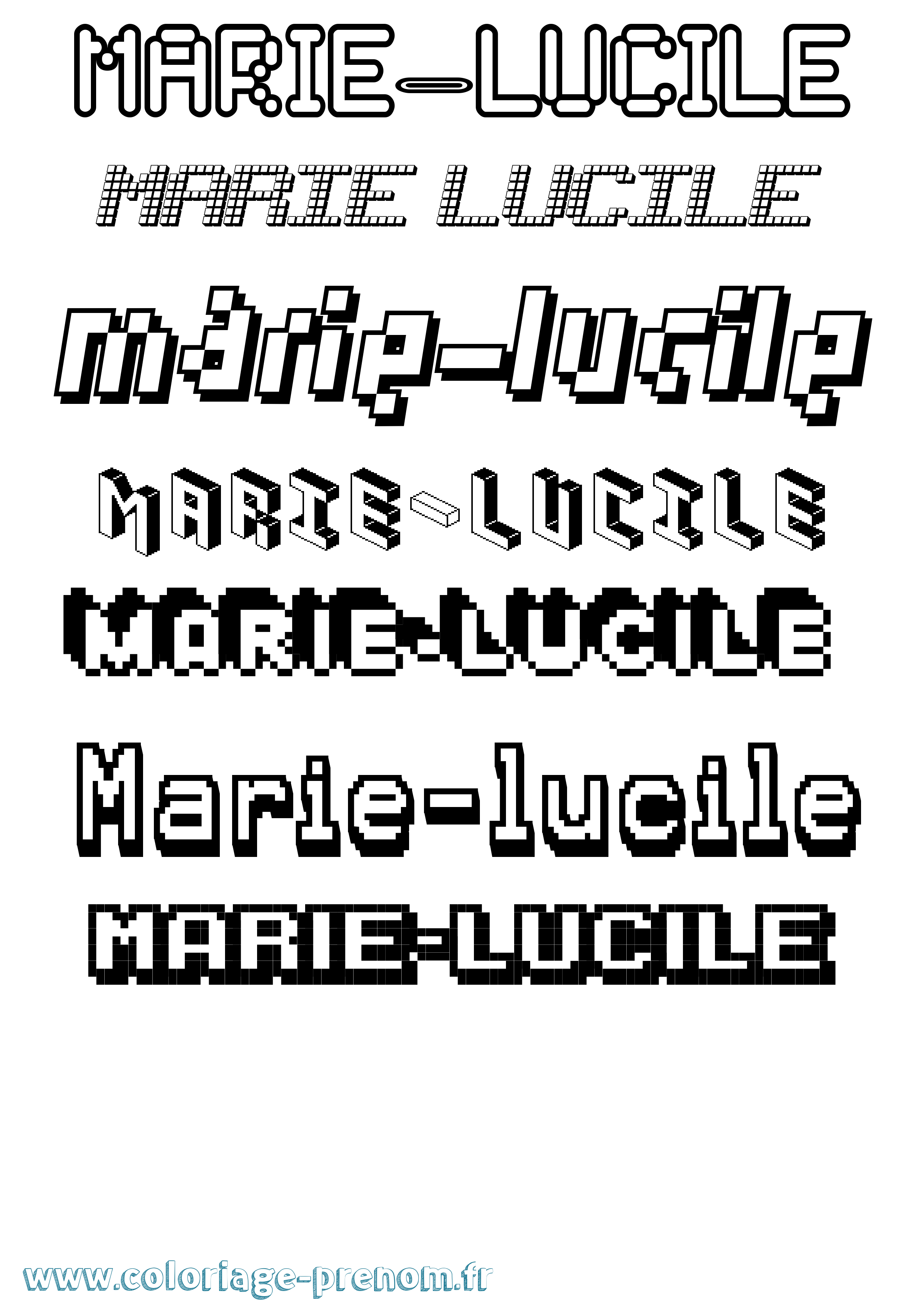 Coloriage Marie-Lucile Pixel Coloriage prénom Marie-Lucile Pixel