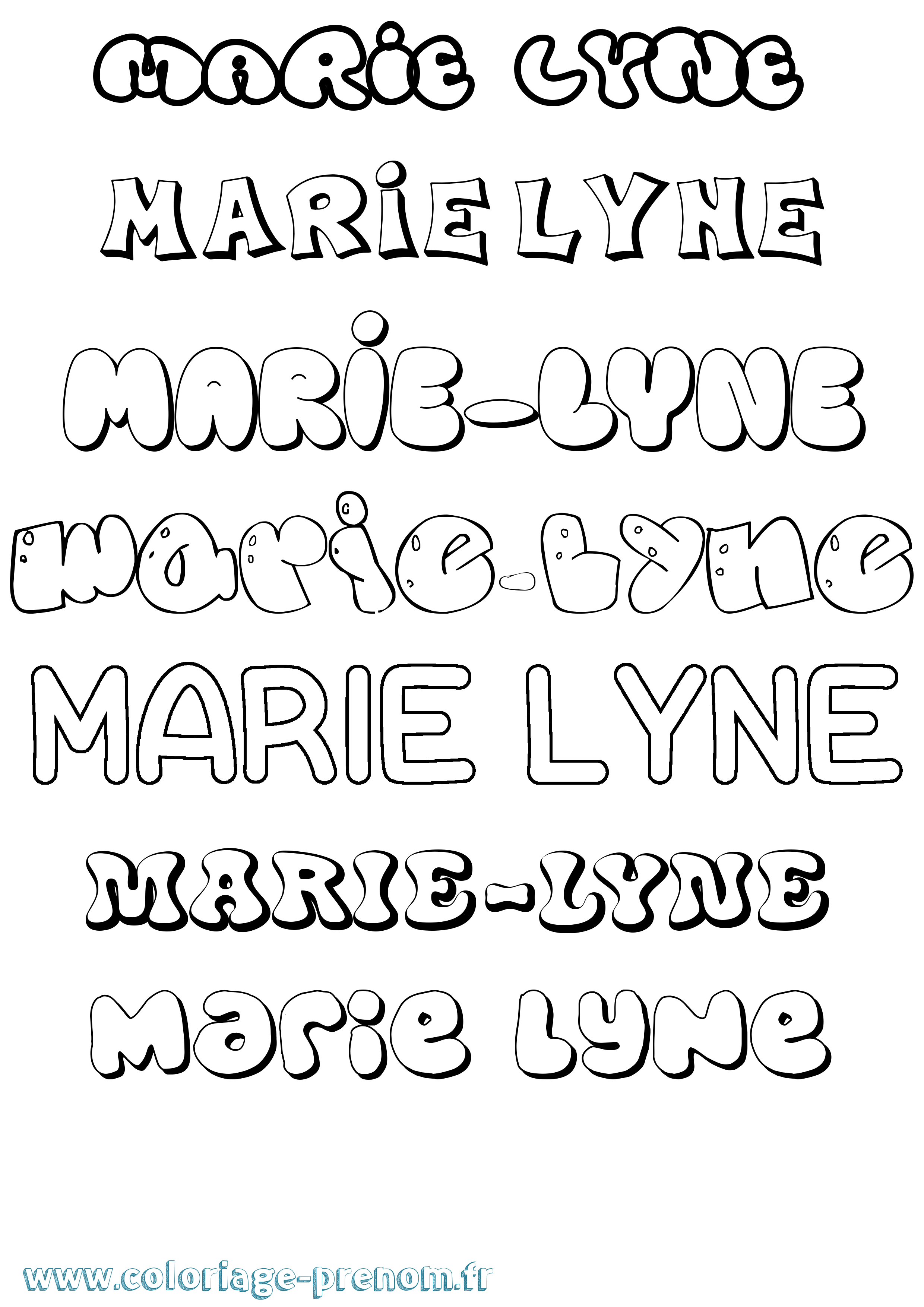 Coloriage Marie-Lyne Bubble Coloriage prénom Marie-Lyne Bubble