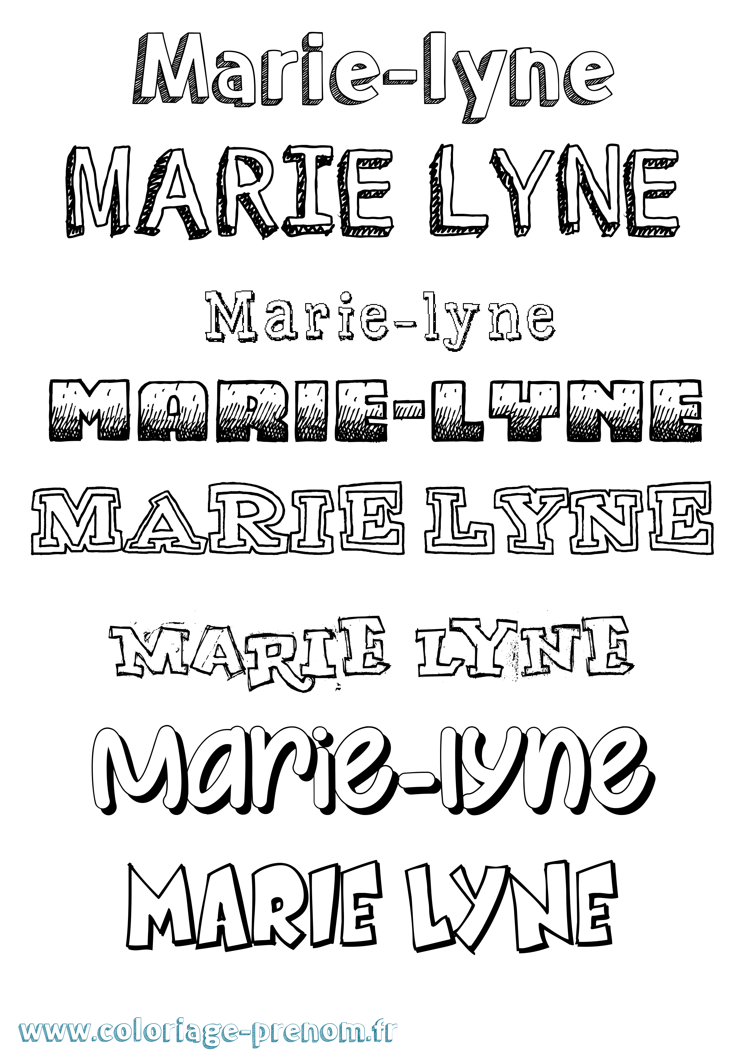 Coloriage Marie-Lyne Dessiné Coloriage prénom Marie-Lyne Dessiné