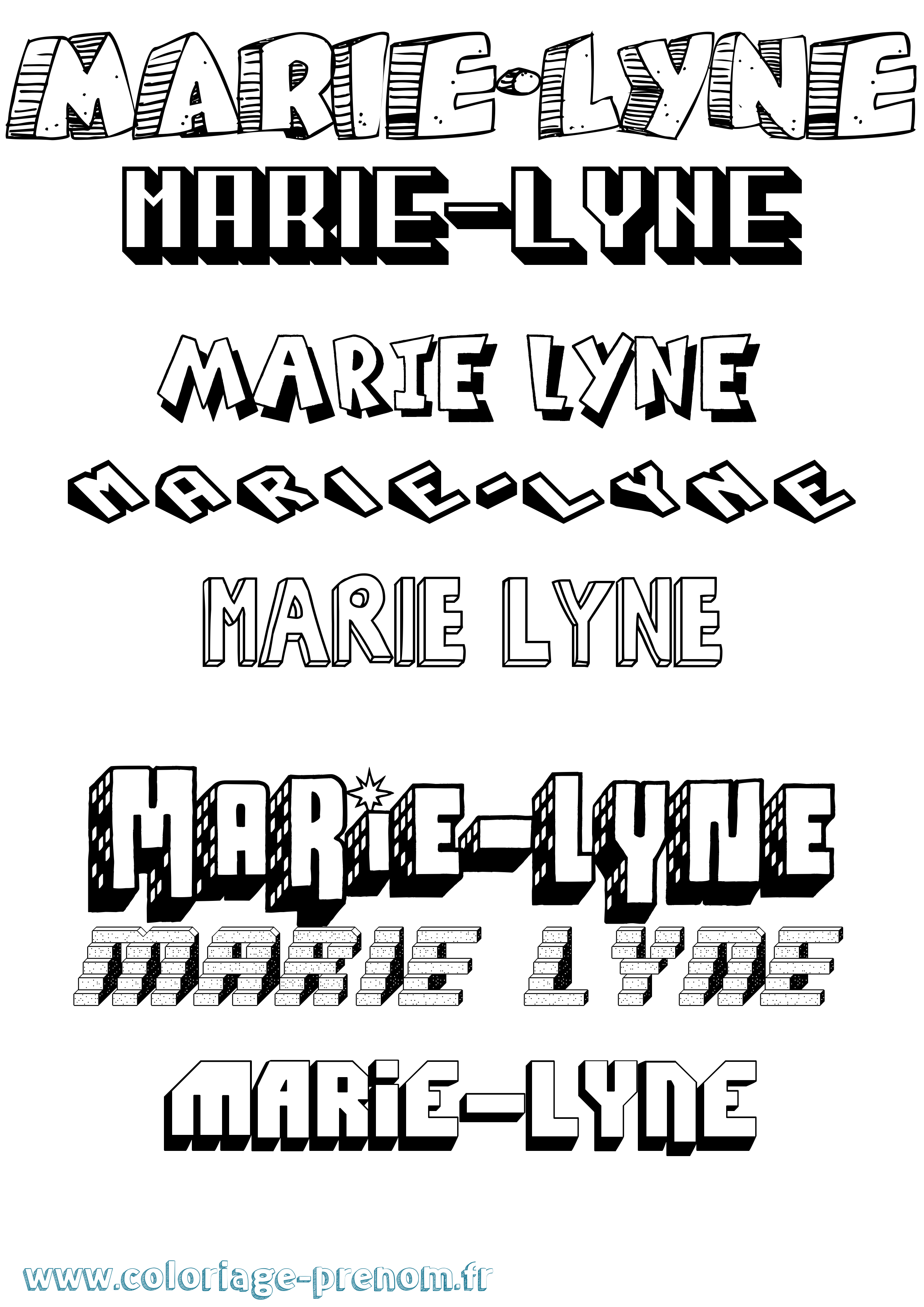 Coloriage Marie-Lyne Effet 3D Coloriage prénom Marie-Lyne Effet 3D