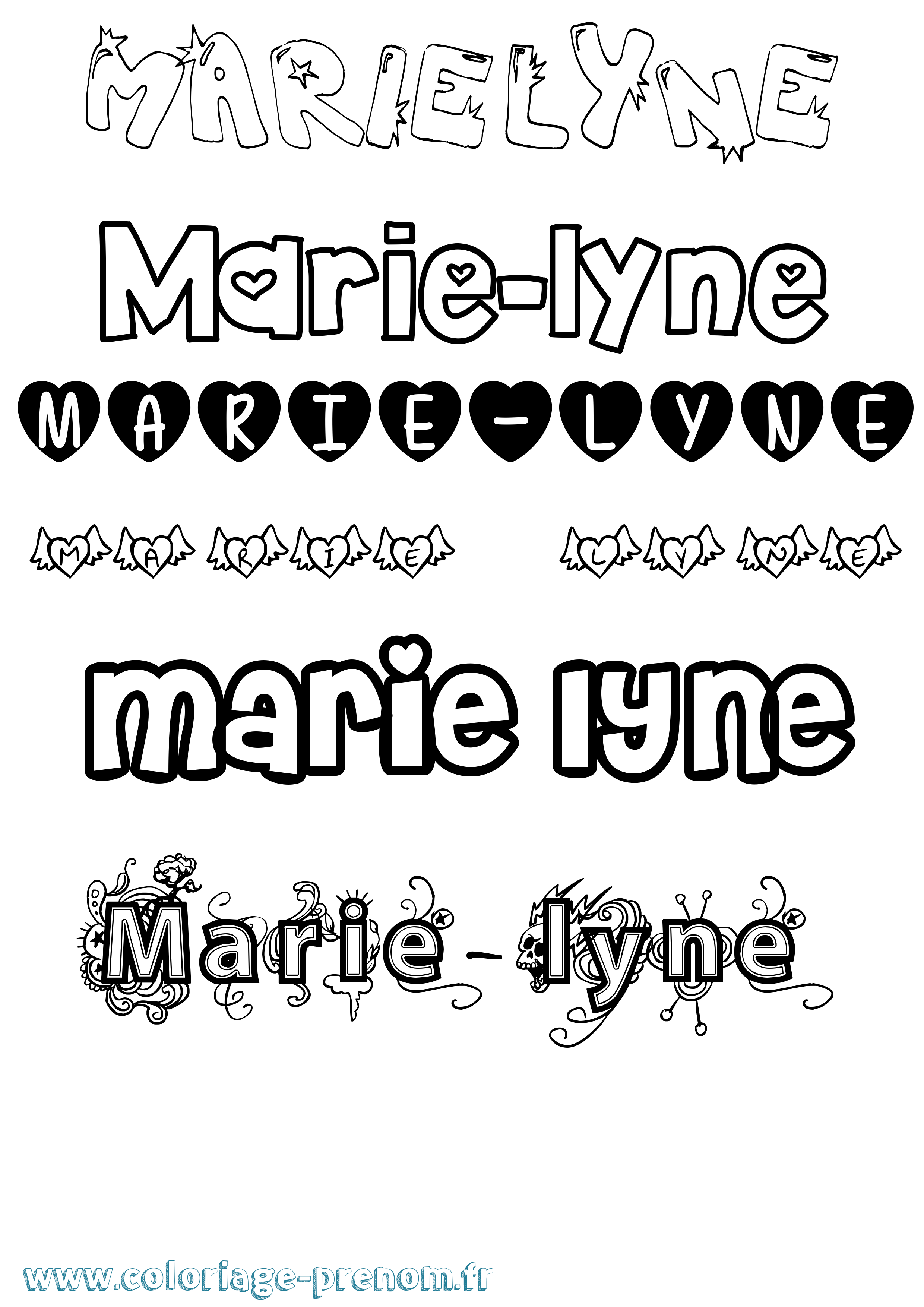 Coloriage Marie-Lyne Girly Coloriage prénom Marie-Lyne Girly