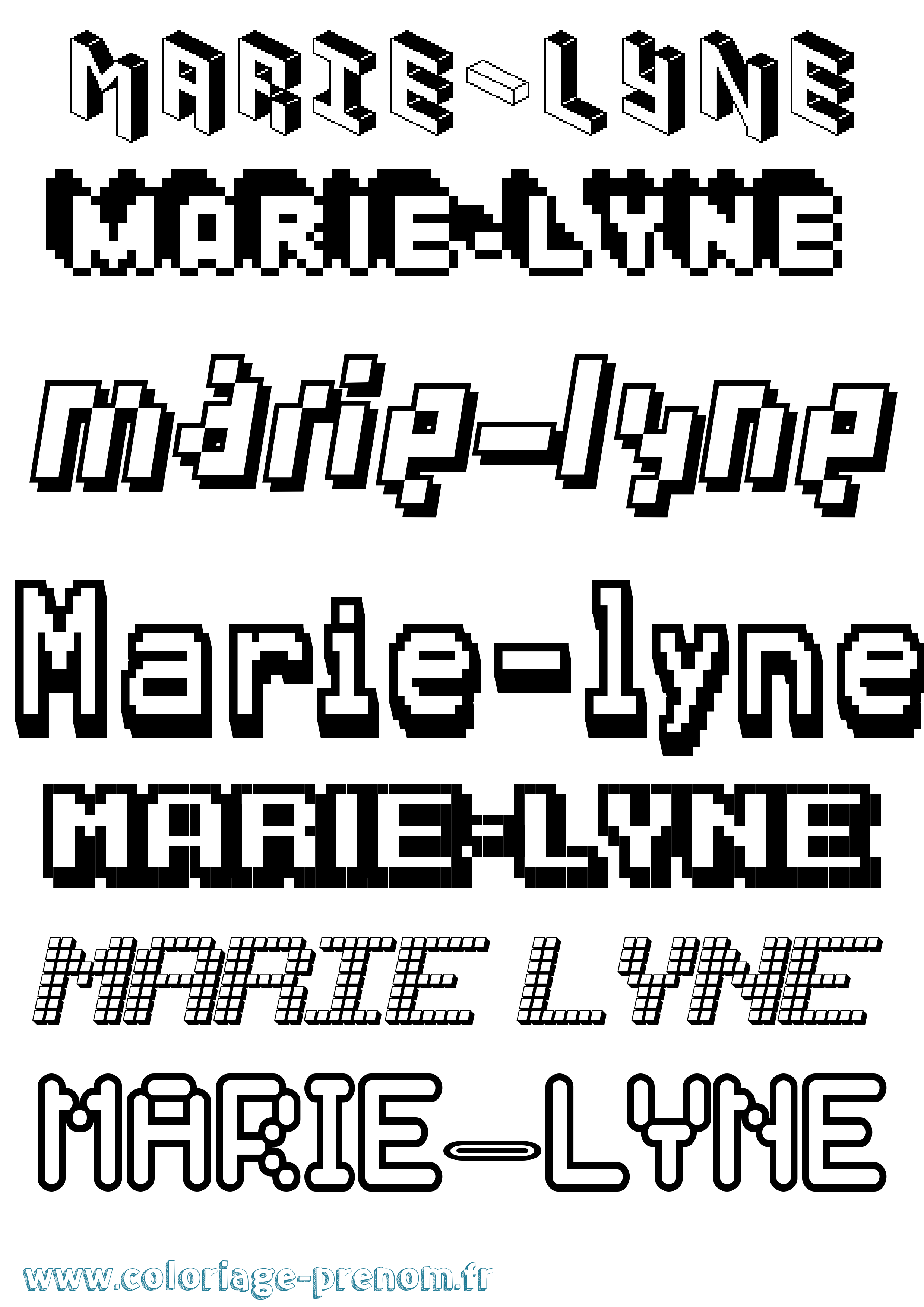 Coloriage Marie-Lyne Pixel Coloriage prénom Marie-Lyne Pixel