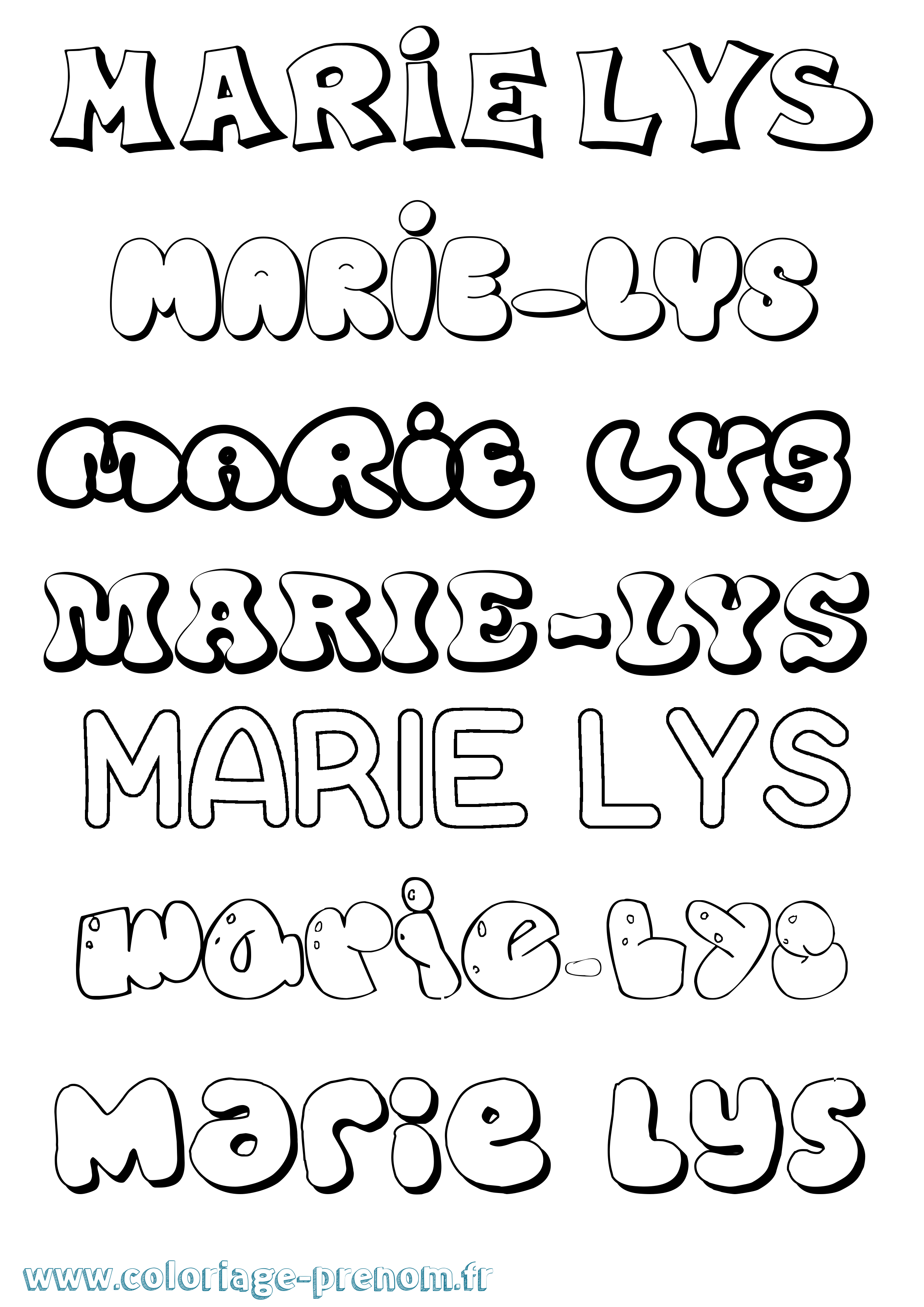 Coloriage Marie-Lys Bubble Coloriage prénom Marie-Lys Bubble