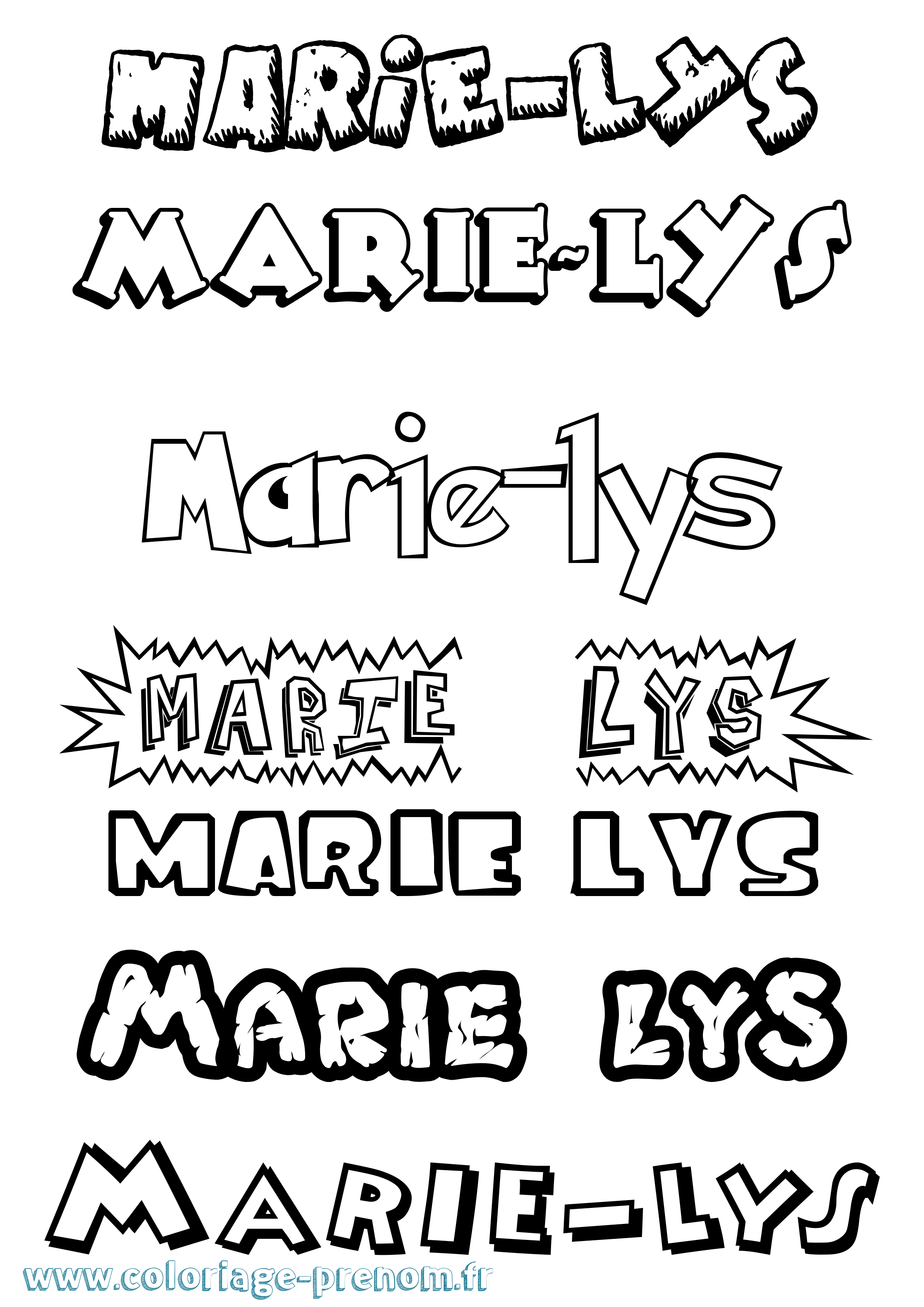 Coloriage Marie-Lys Dessin Animé Coloriage prénom Marie-Lys Dessin Animé