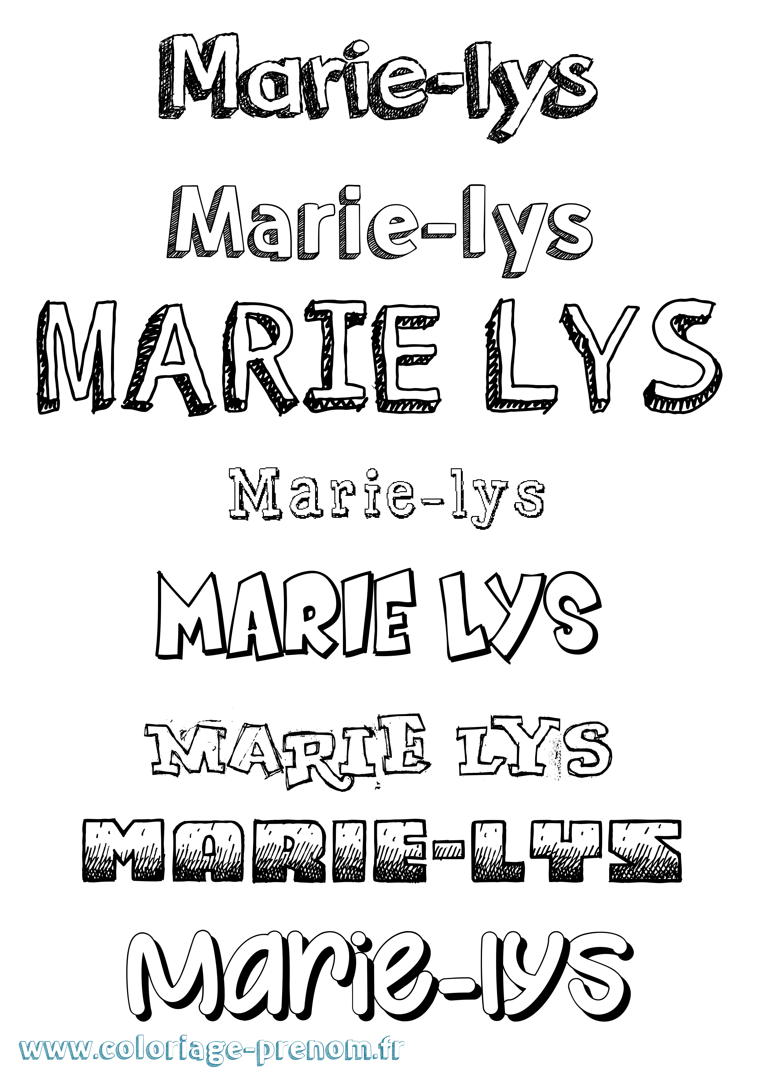Coloriage Marie-Lys Dessiné Coloriage prénom Marie-Lys Dessiné