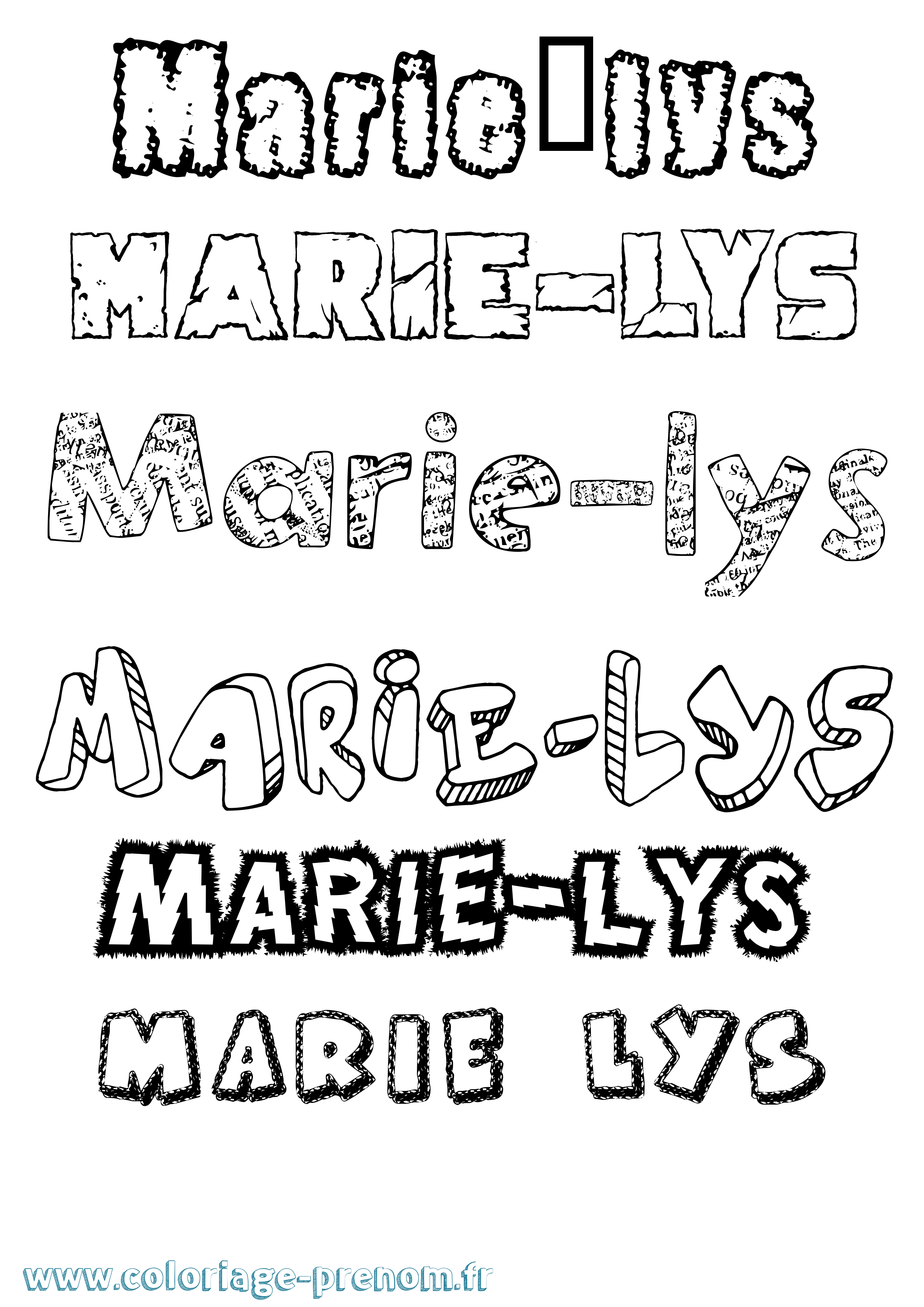 Coloriage Marie-Lys Destructuré Coloriage prénom Marie-Lys Destructuré