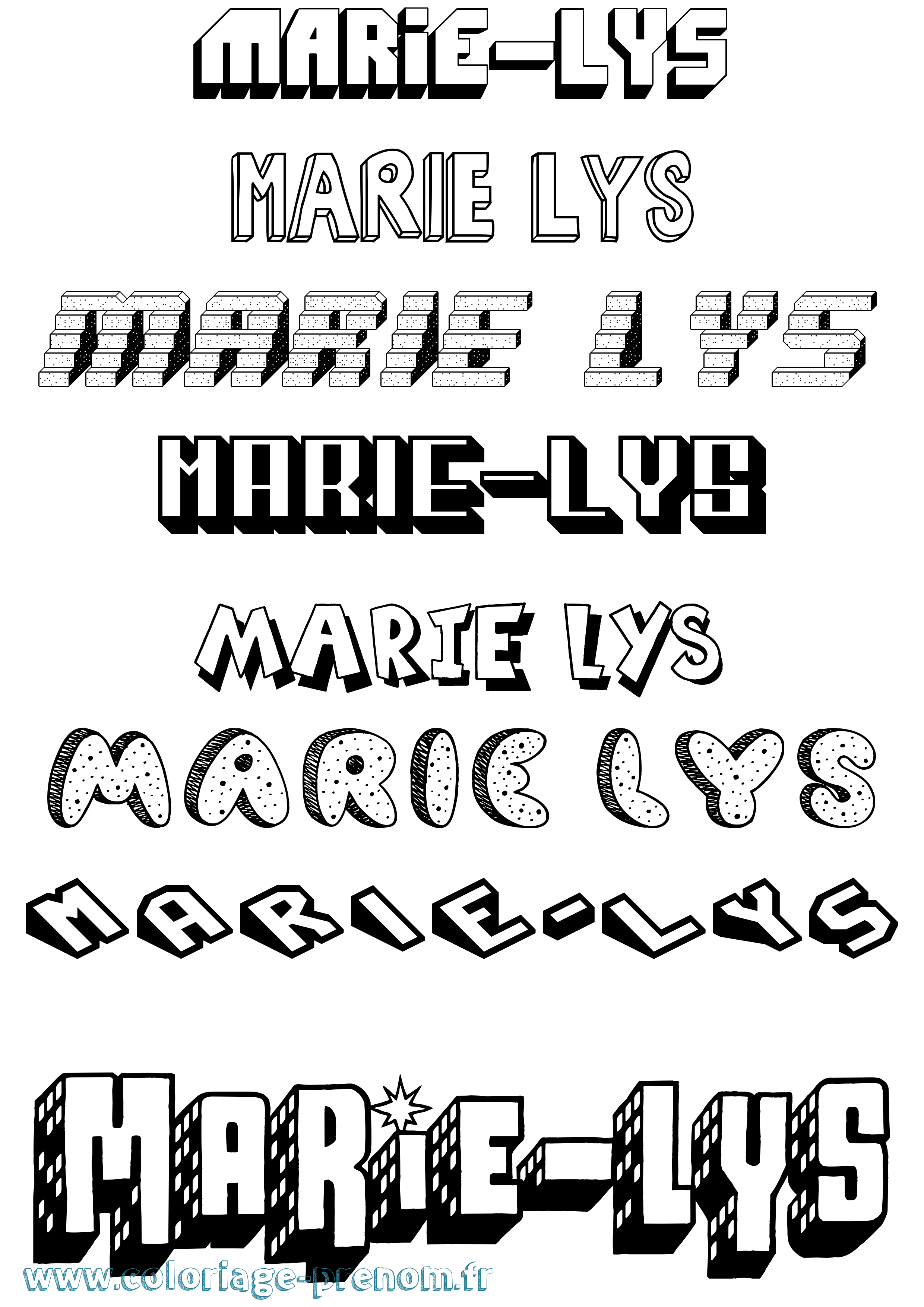 Coloriage Marie-Lys Effet 3D Coloriage prénom Marie-Lys Effet 3D