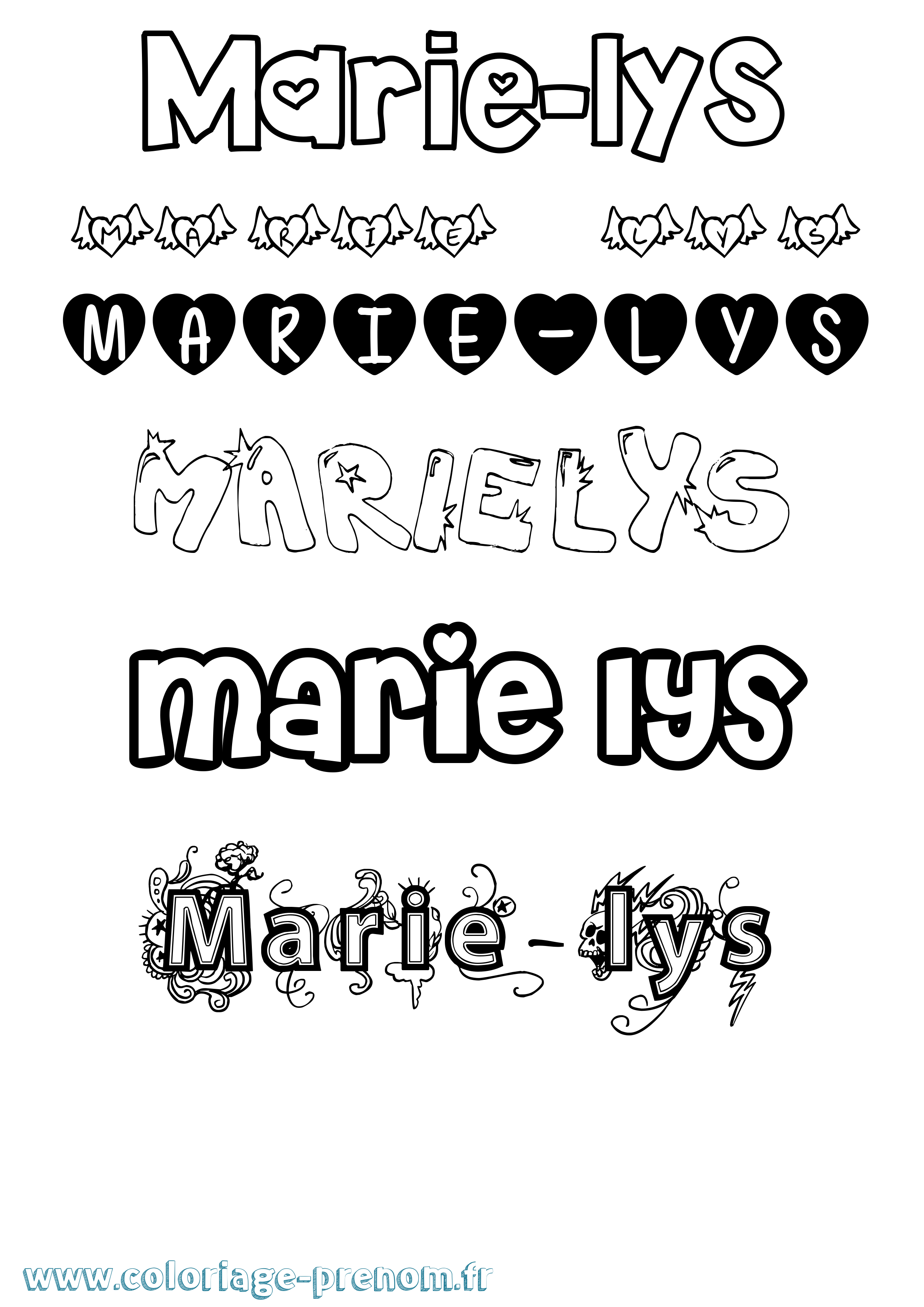 Coloriage Marie-Lys Girly Coloriage prénom Marie-Lys Girly
