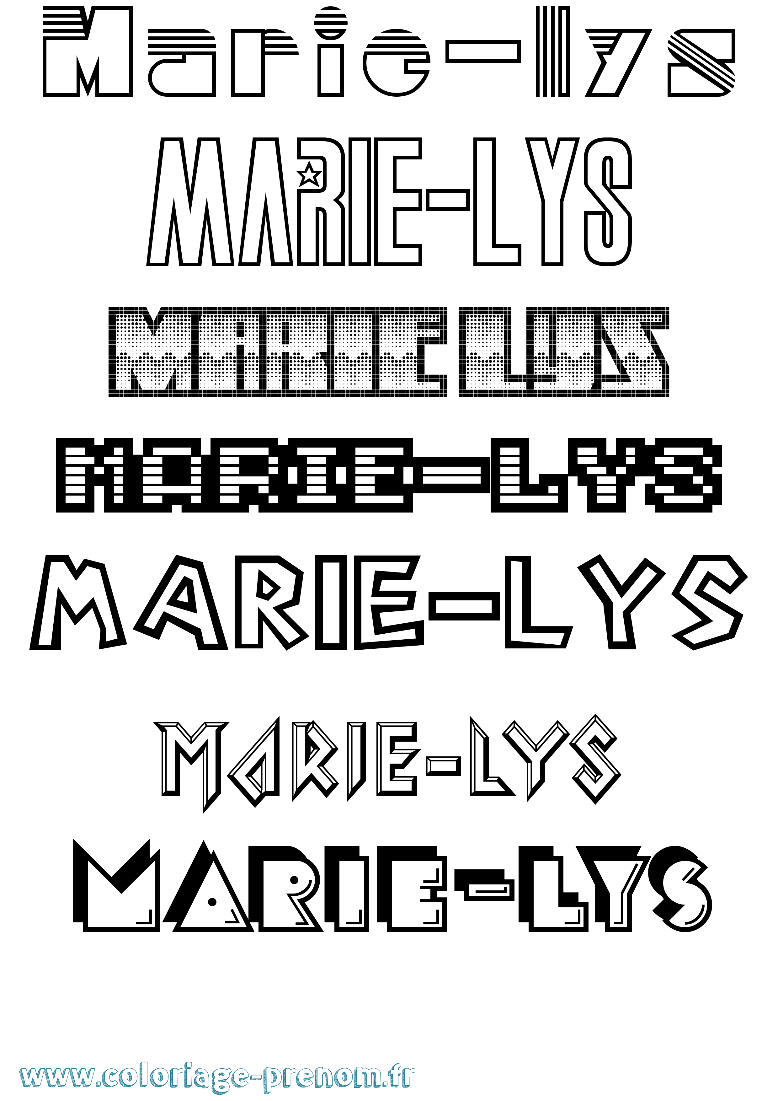 Coloriage Marie-Lys Jeux Vidéos Coloriage prénom Marie-Lys Jeux Vidéos