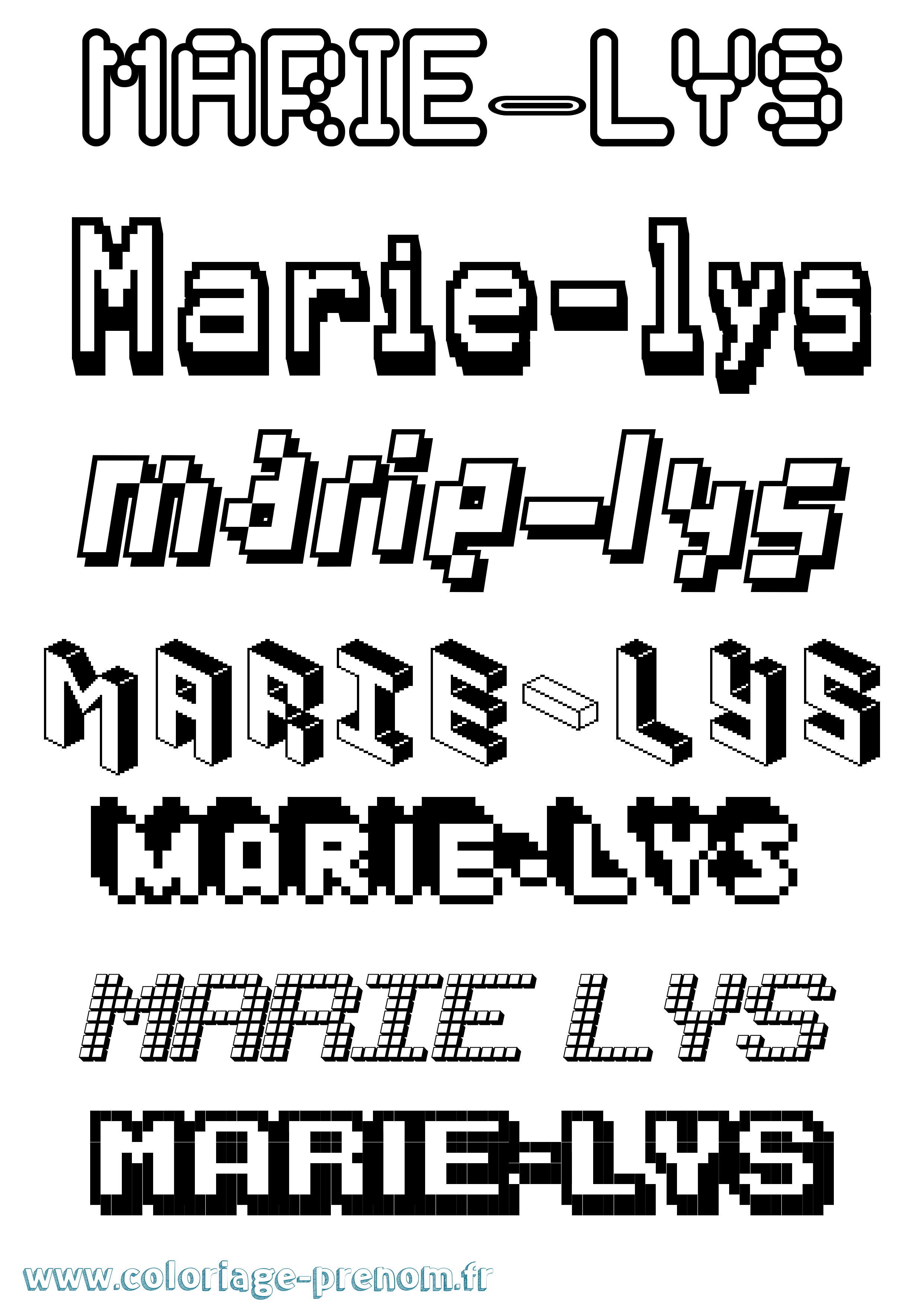 Coloriage Marie-Lys Pixel Coloriage prénom Marie-Lys Pixel