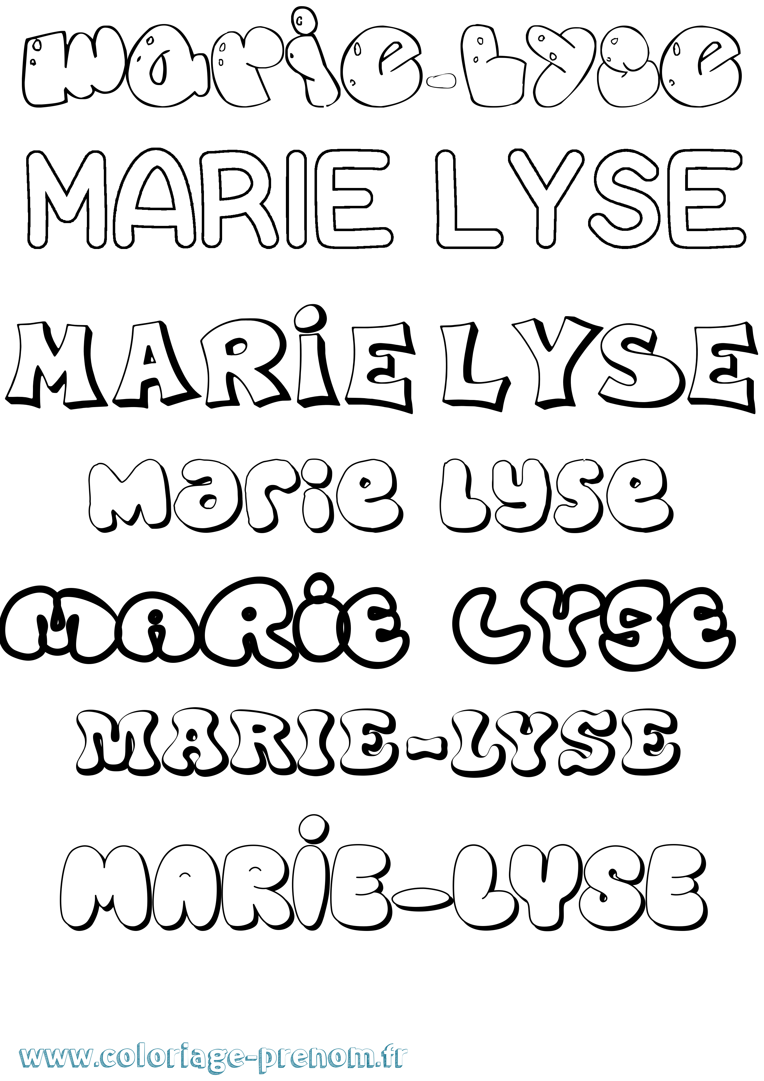 Coloriage Marie-Lyse Bubble Coloriage prénom Marie-Lyse Bubble