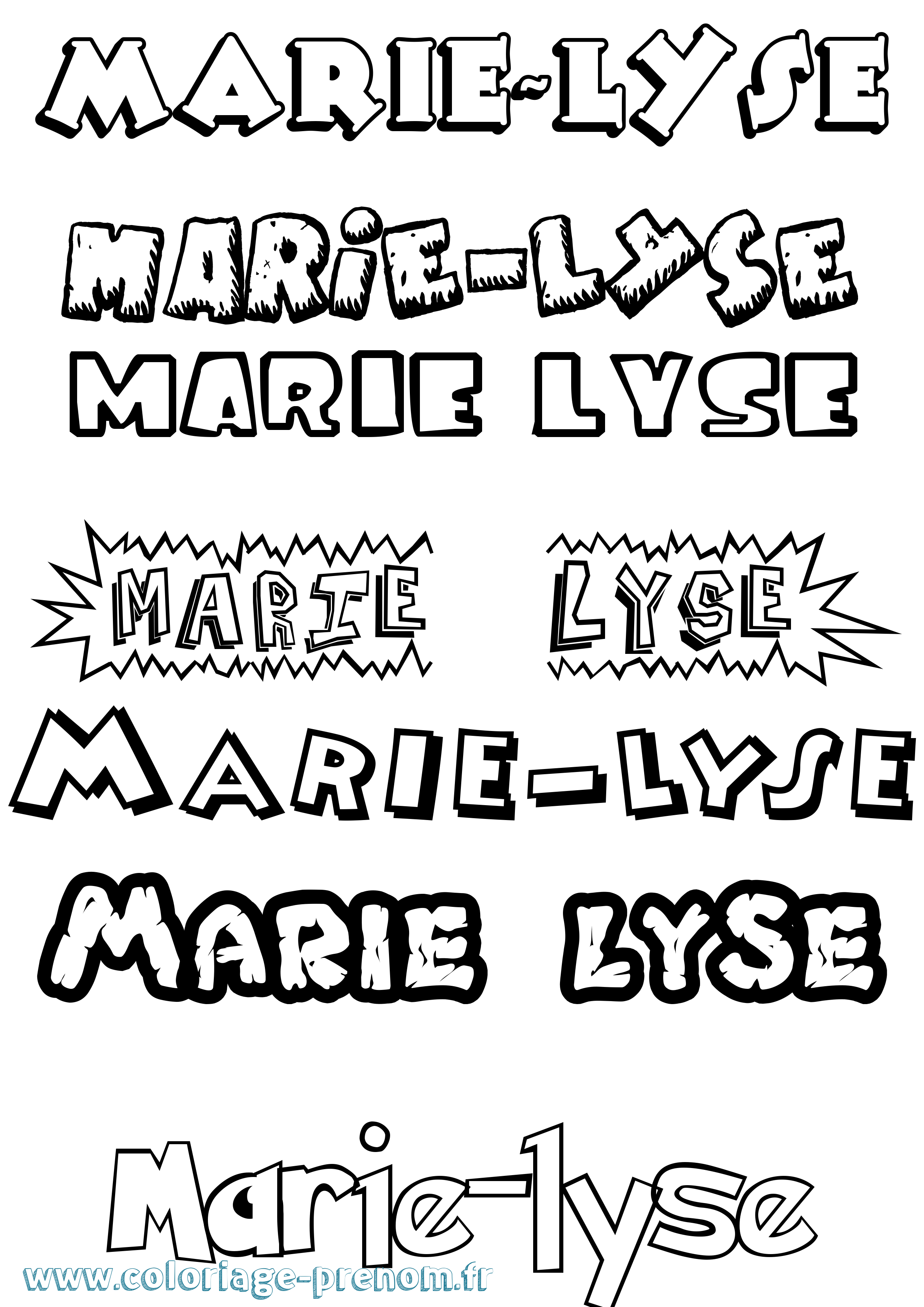Coloriage Marie-Lyse Dessin Animé Coloriage prénom Marie-Lyse Dessin Animé