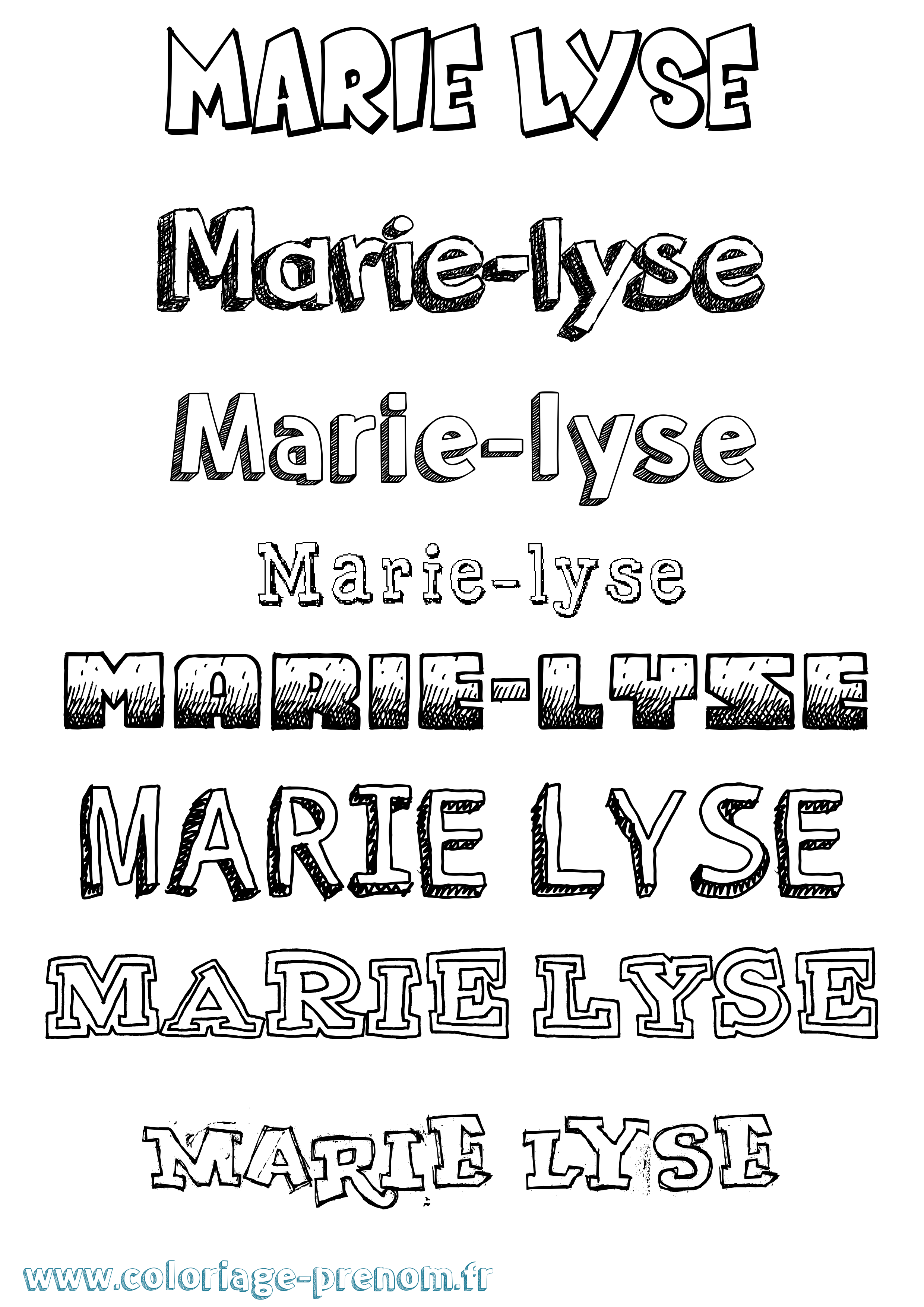 Coloriage Marie-Lyse Dessiné Coloriage prénom Marie-Lyse Dessiné