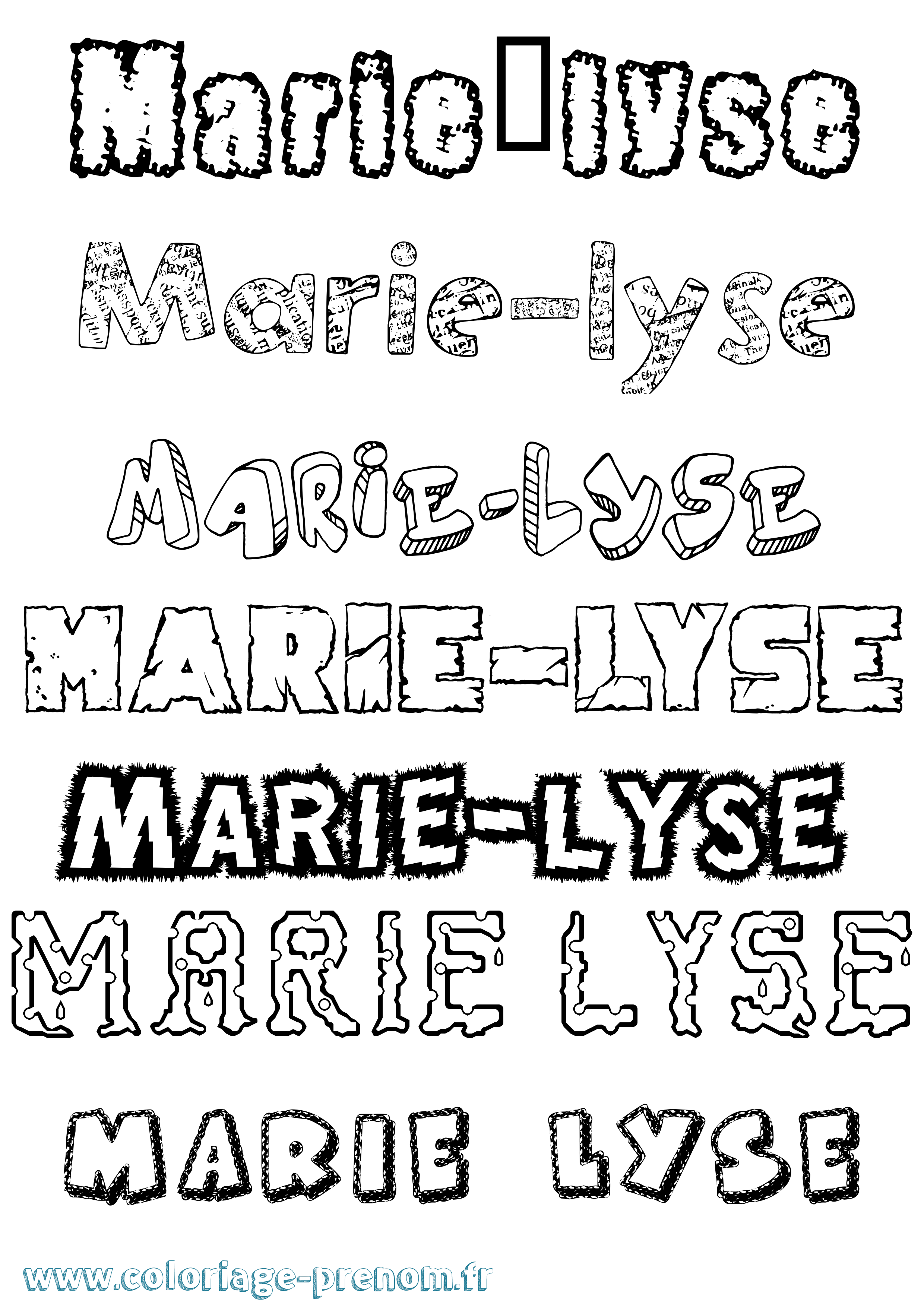 Coloriage Marie-Lyse Destructuré Coloriage prénom Marie-Lyse Destructuré