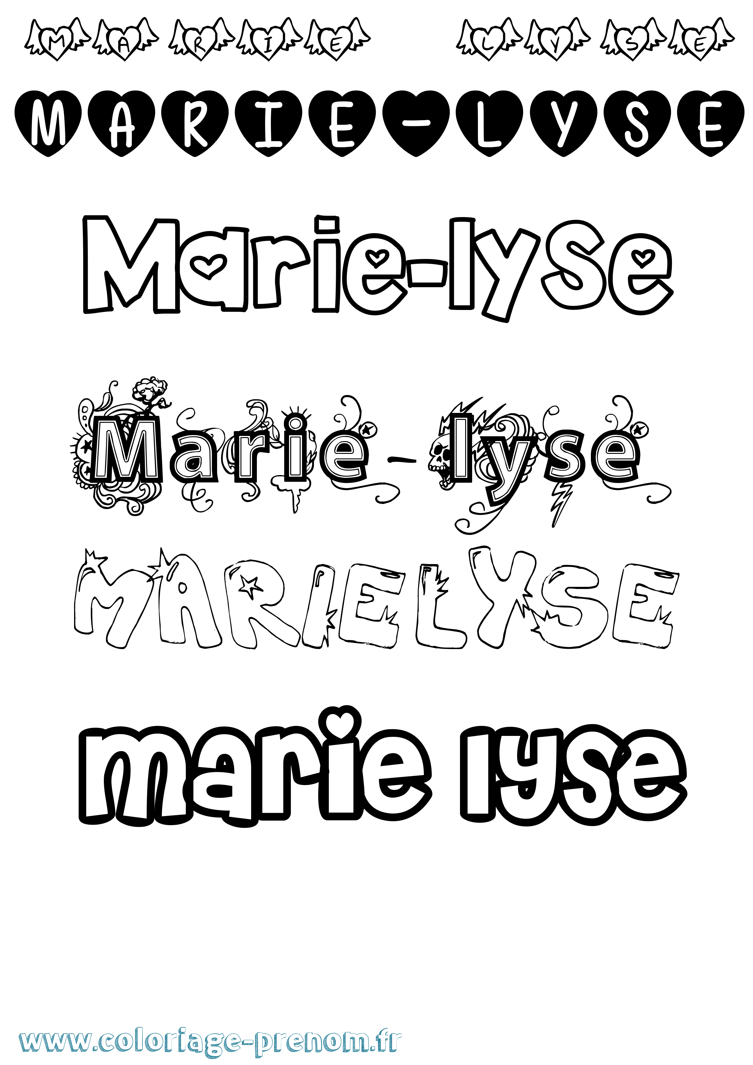 Coloriage Marie-Lyse Girly Coloriage prénom Marie-Lyse Girly