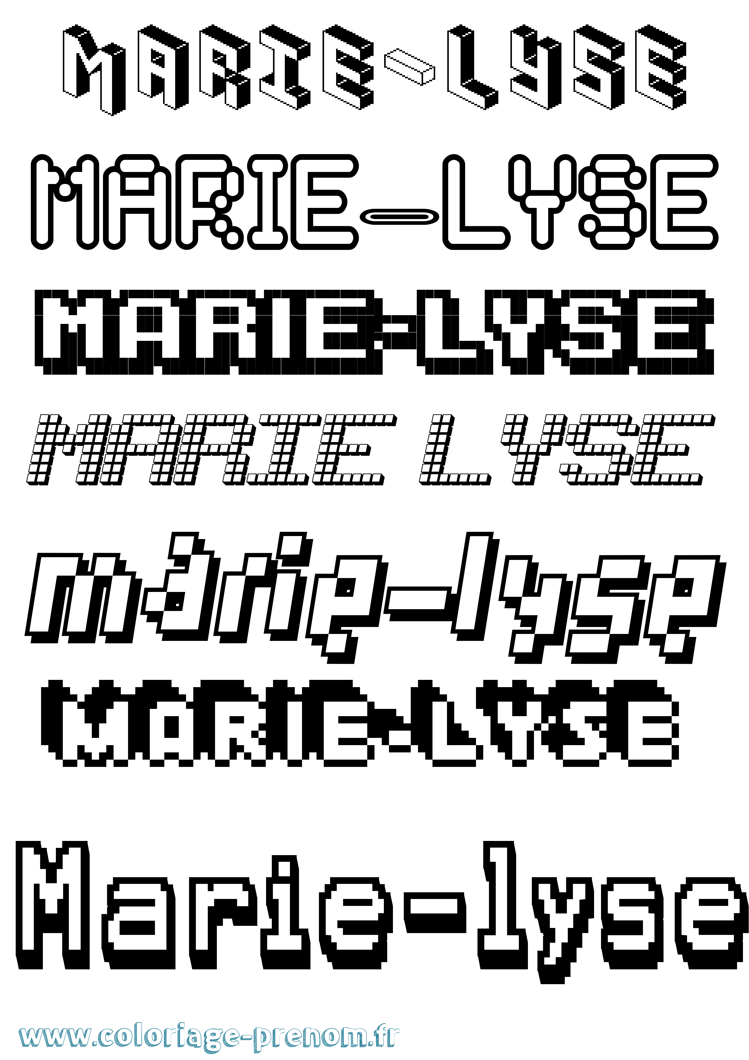 Coloriage Marie-Lyse Pixel Coloriage prénom Marie-Lyse Pixel