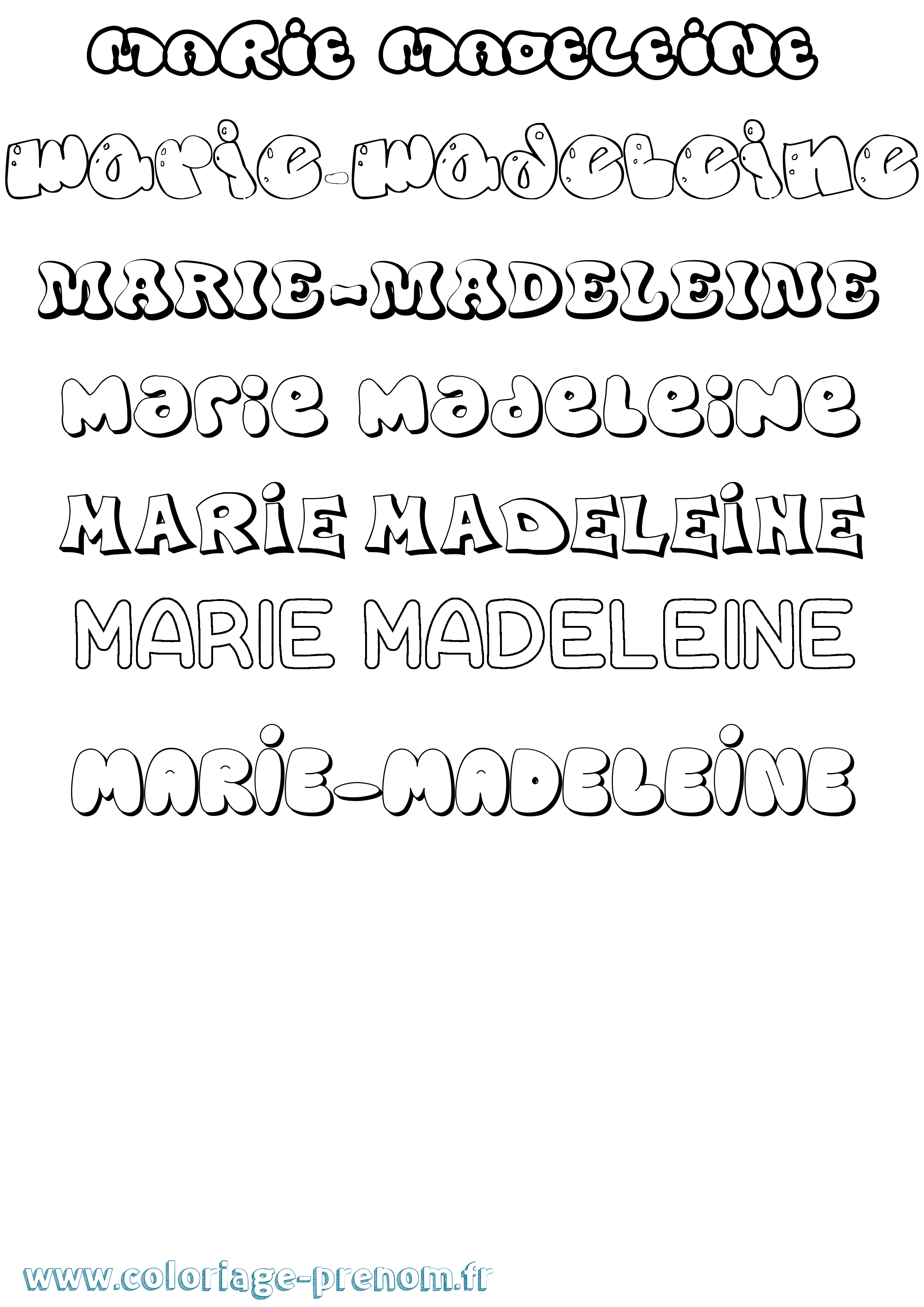 Coloriage Marie-Madeleine Bubble Coloriage prénom Marie-Madeleine Bubble
