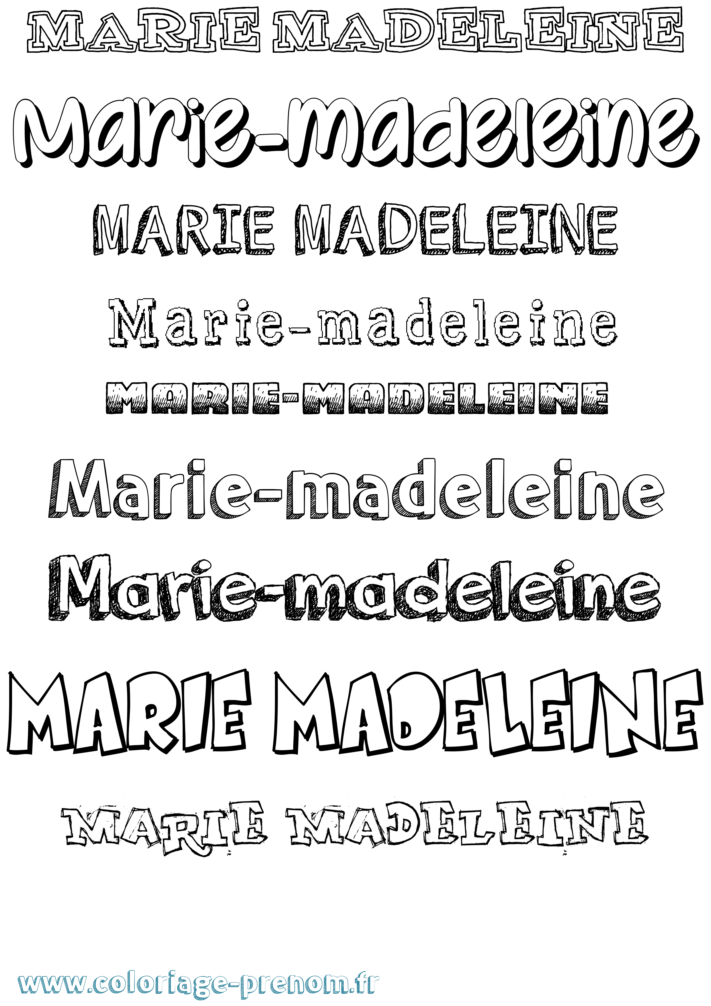 Coloriage Marie-Madeleine Dessiné Coloriage prénom Marie-Madeleine Dessiné