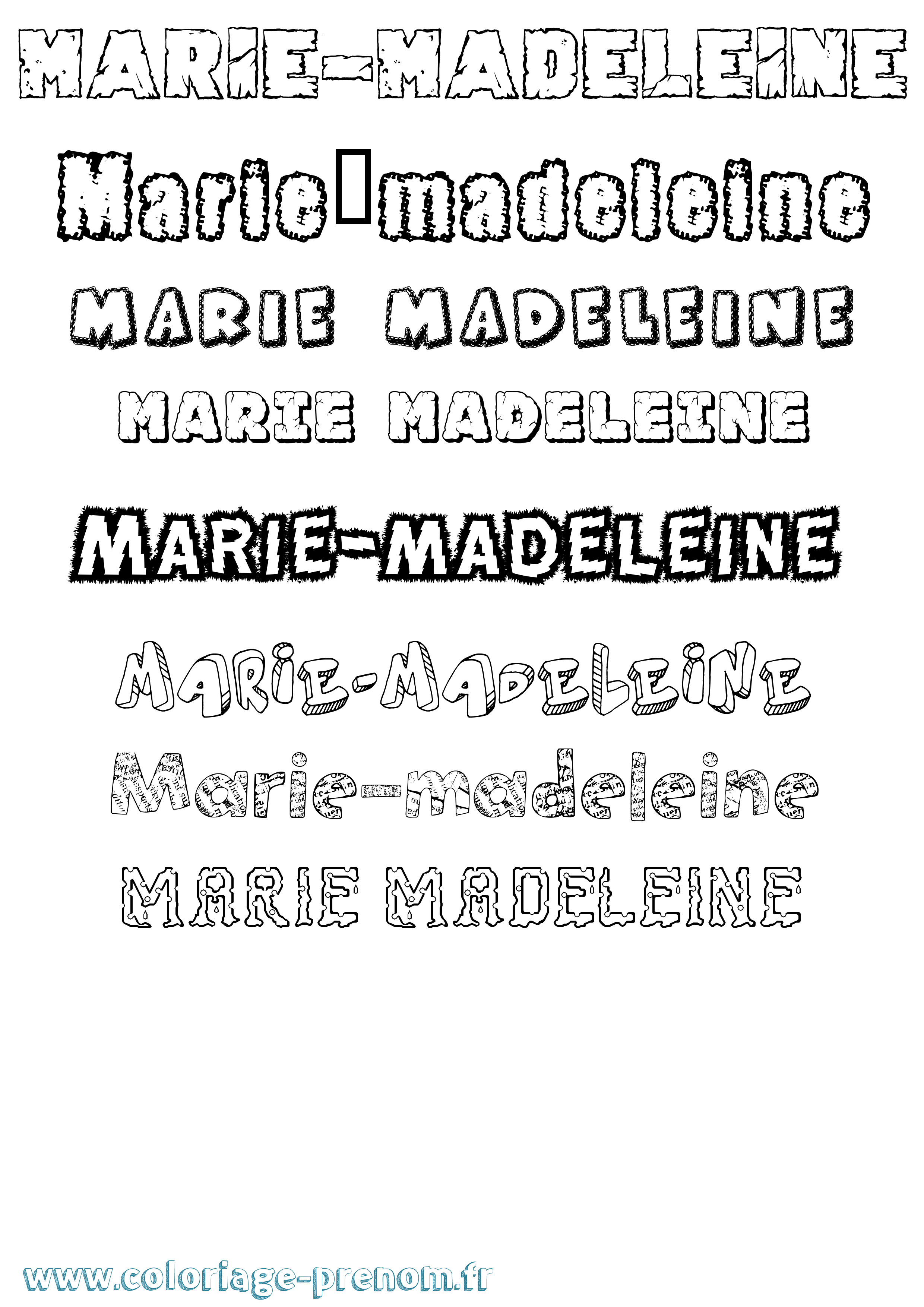 Coloriage Marie-Madeleine Destructuré Coloriage prénom Marie-Madeleine Destructuré