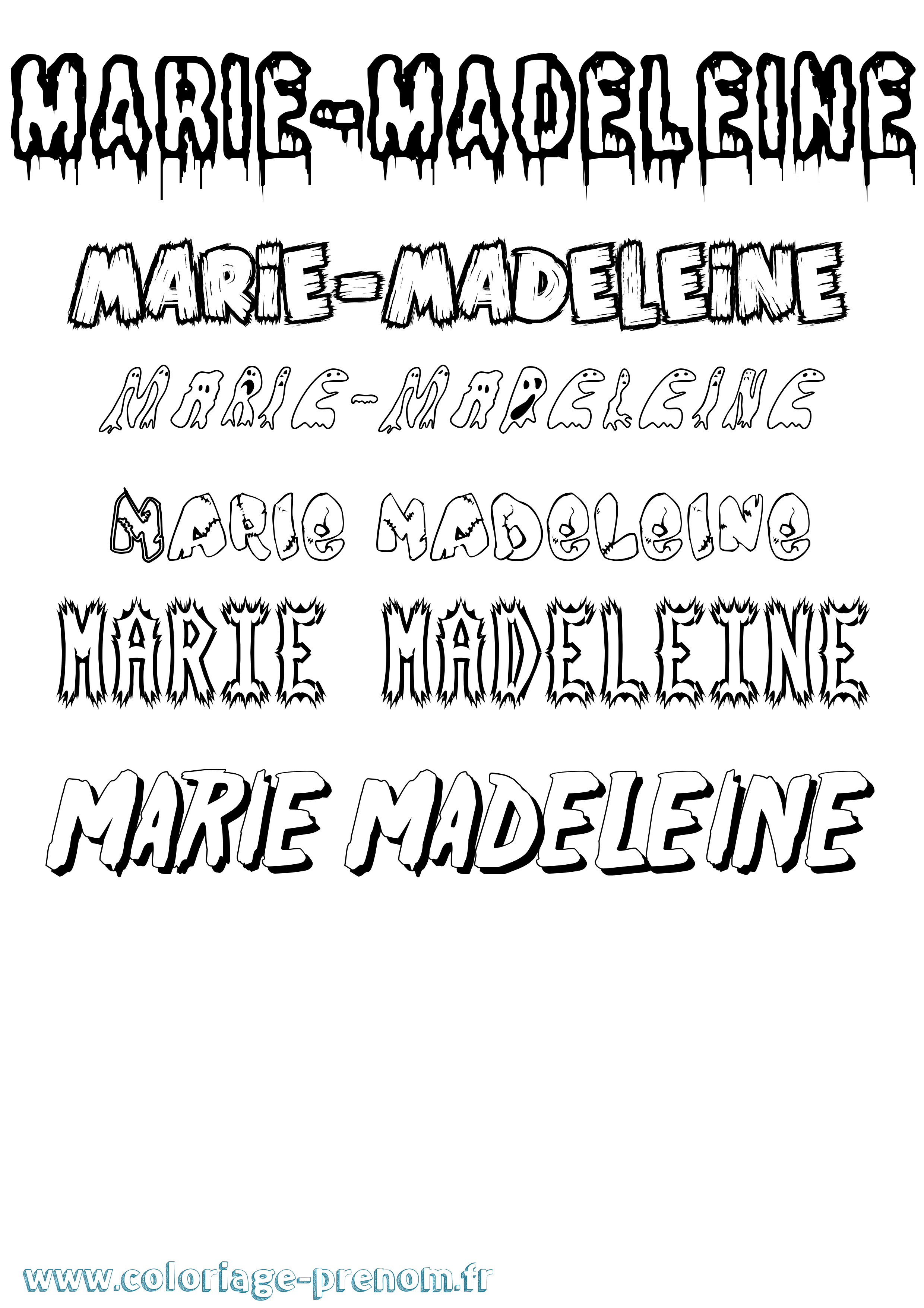 Coloriage Marie-Madeleine Frisson Coloriage prénom Marie-Madeleine Frisson