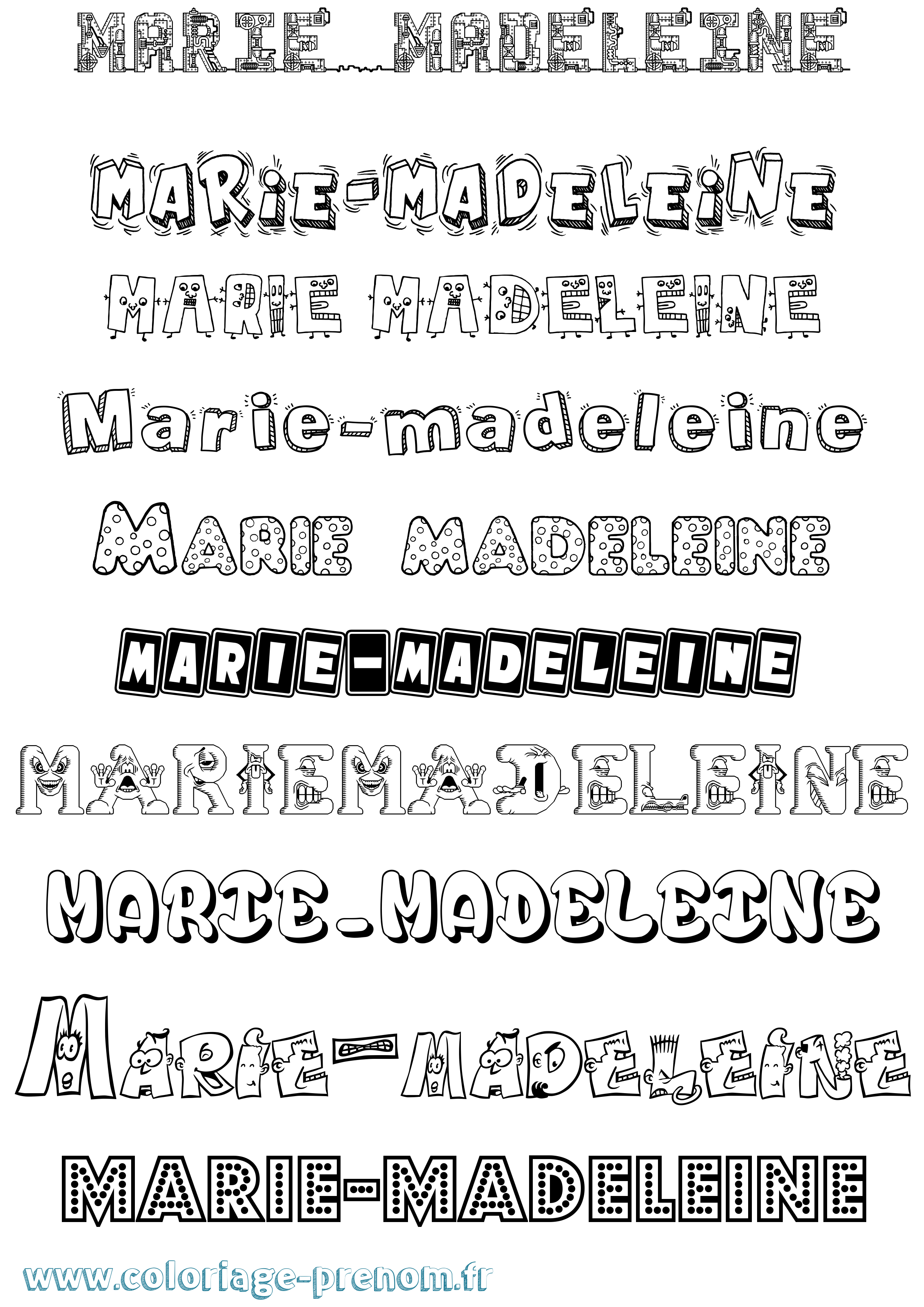 Coloriage Marie-Madeleine Fun Coloriage prénom Marie-Madeleine Fun