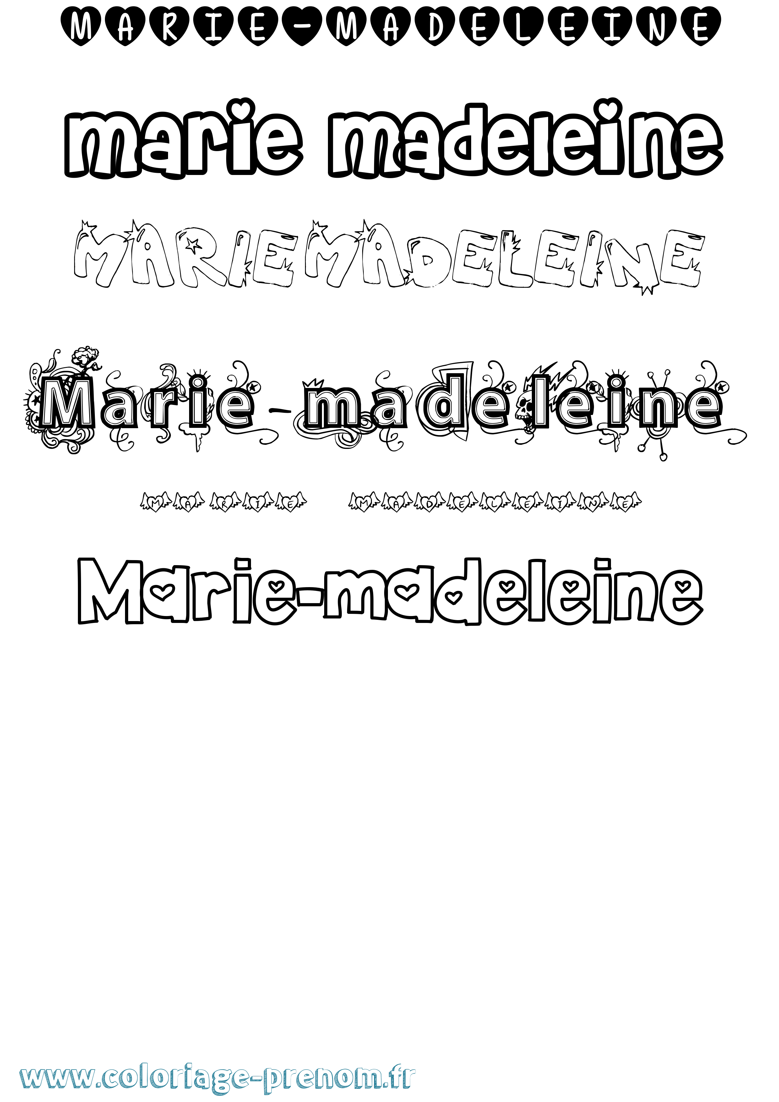 Coloriage Marie-Madeleine Girly Coloriage prénom Marie-Madeleine Girly