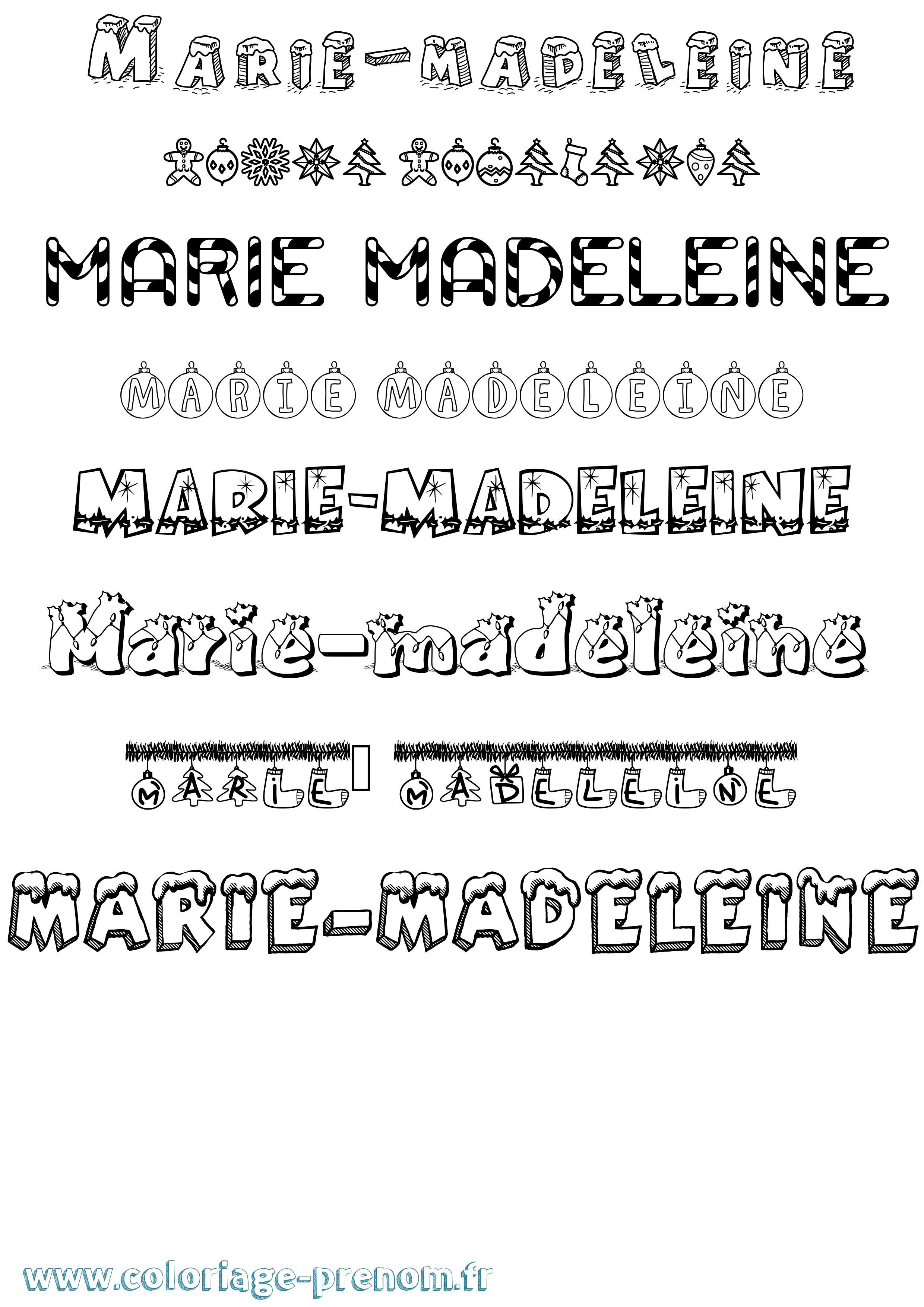 Coloriage Marie-Madeleine Noël Coloriage prénom Marie-Madeleine Noël