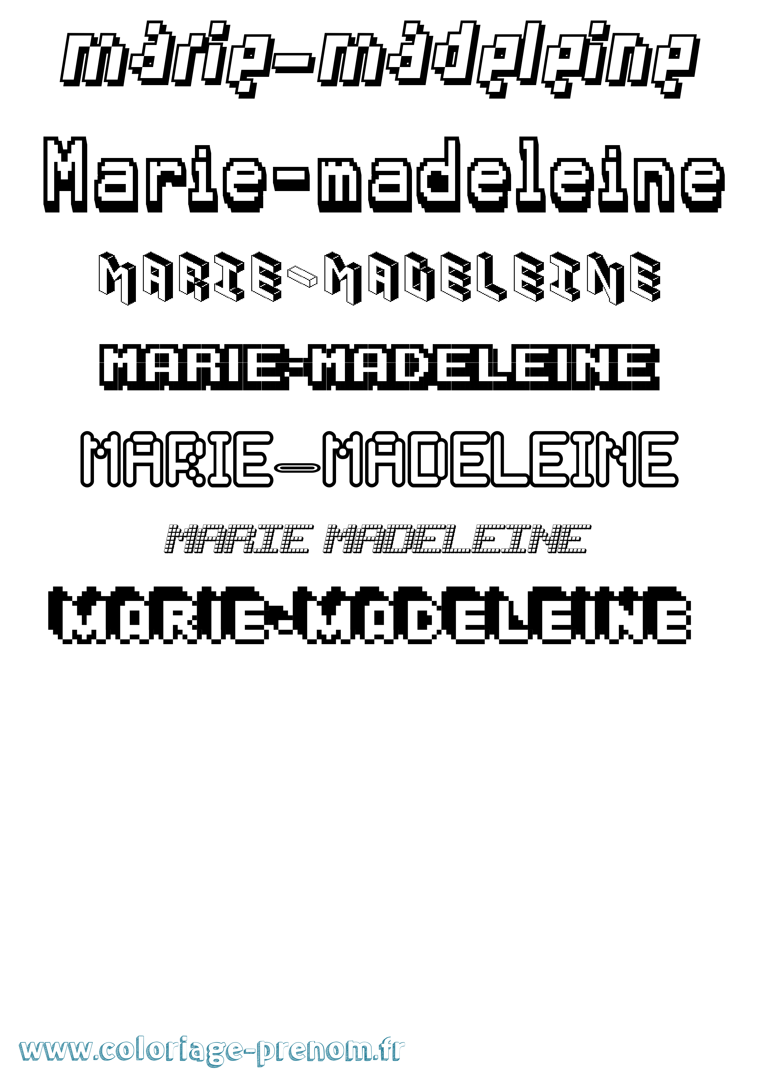 Coloriage Marie-Madeleine Pixel Coloriage prénom Marie-Madeleine Pixel