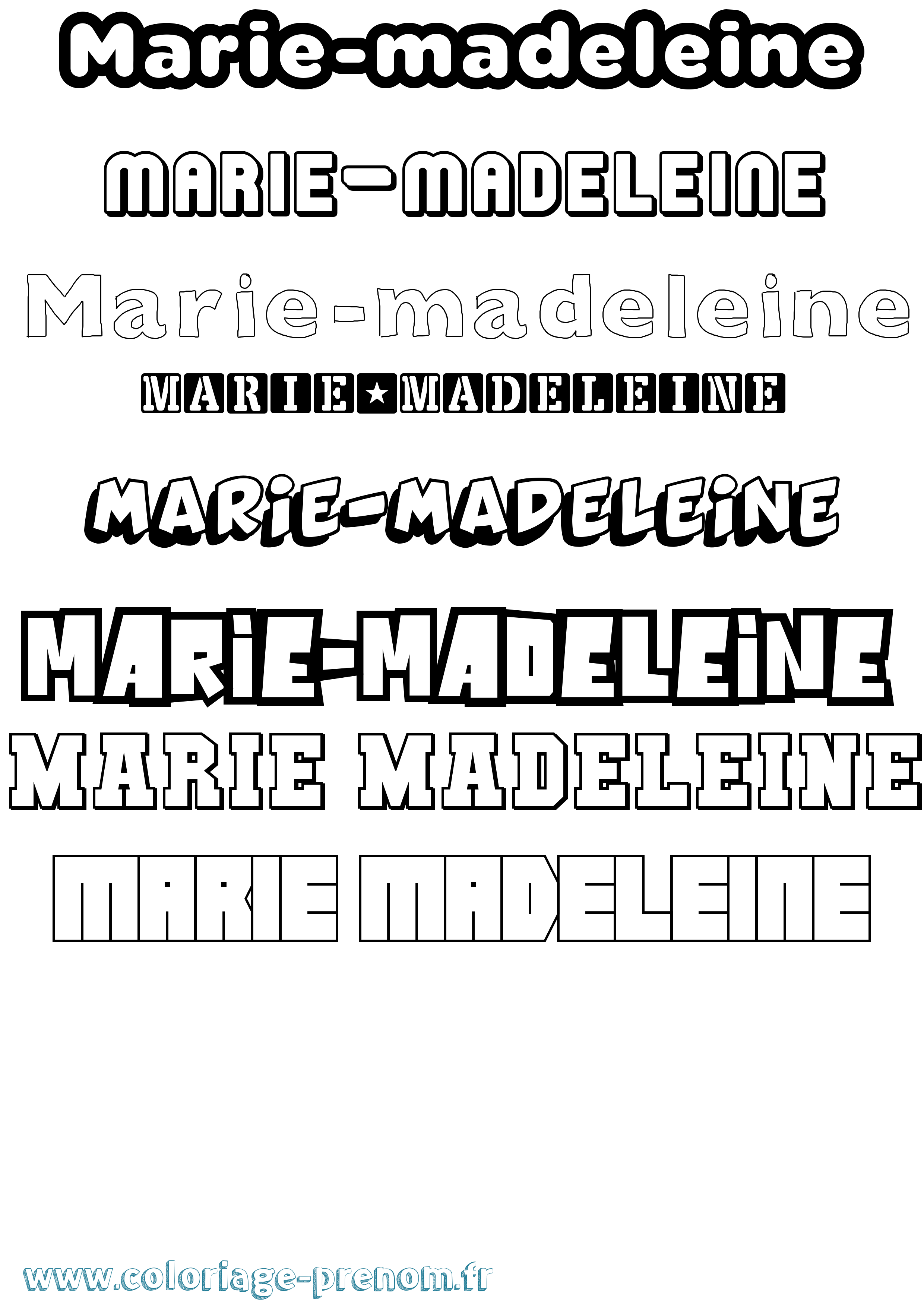 Coloriage Marie-Madeleine Simple Coloriage prénom Marie-Madeleine Simple