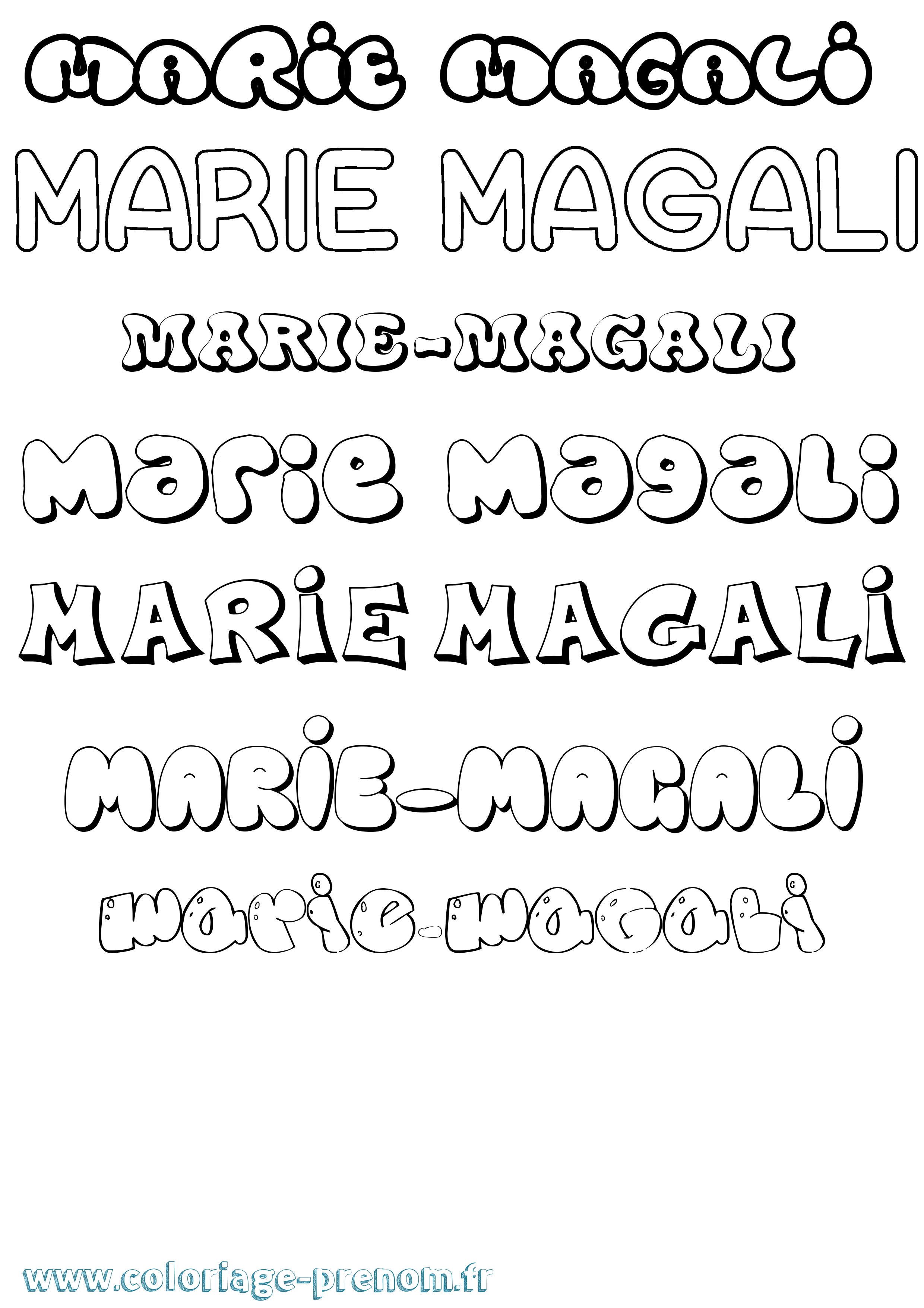Coloriage Marie-Magali Bubble Coloriage prénom Marie-Magali Bubble