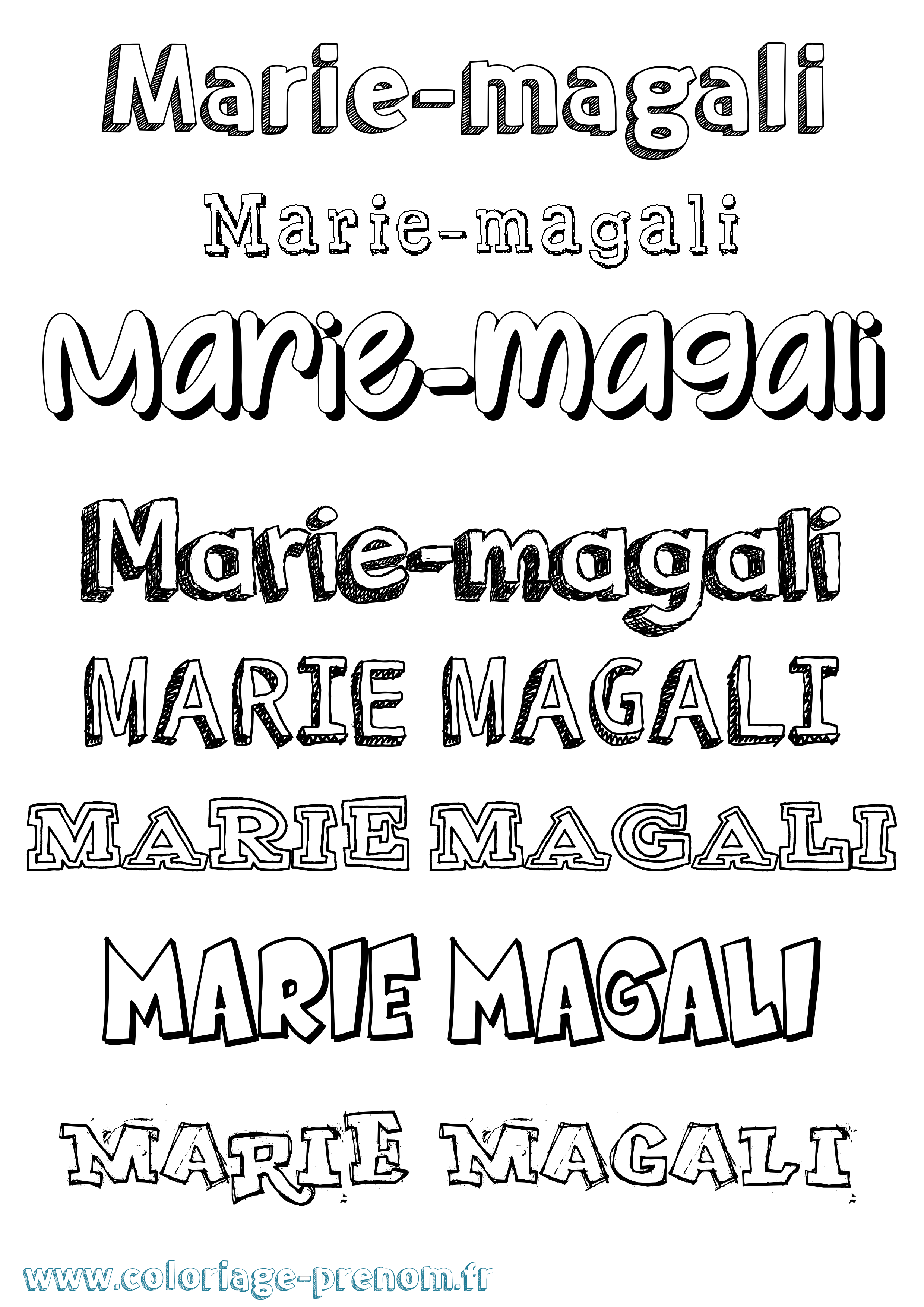 Coloriage Marie-Magali Dessiné Coloriage prénom Marie-Magali Dessiné