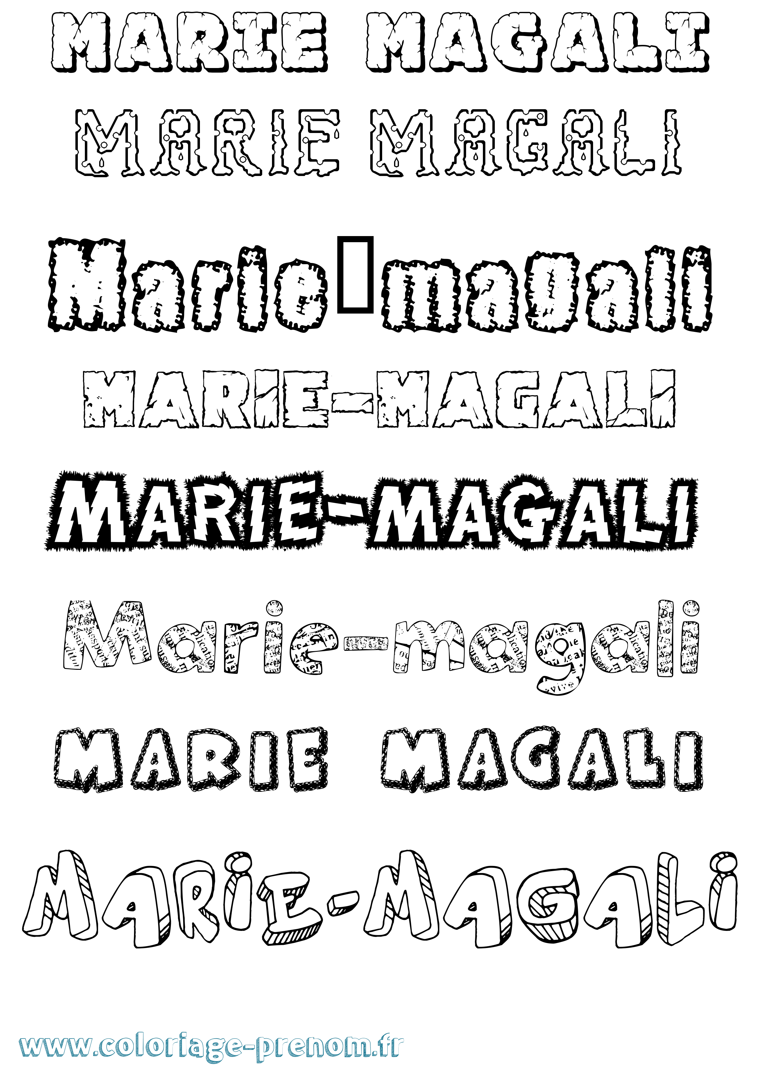 Coloriage Marie-Magali Destructuré Coloriage prénom Marie-Magali Destructuré