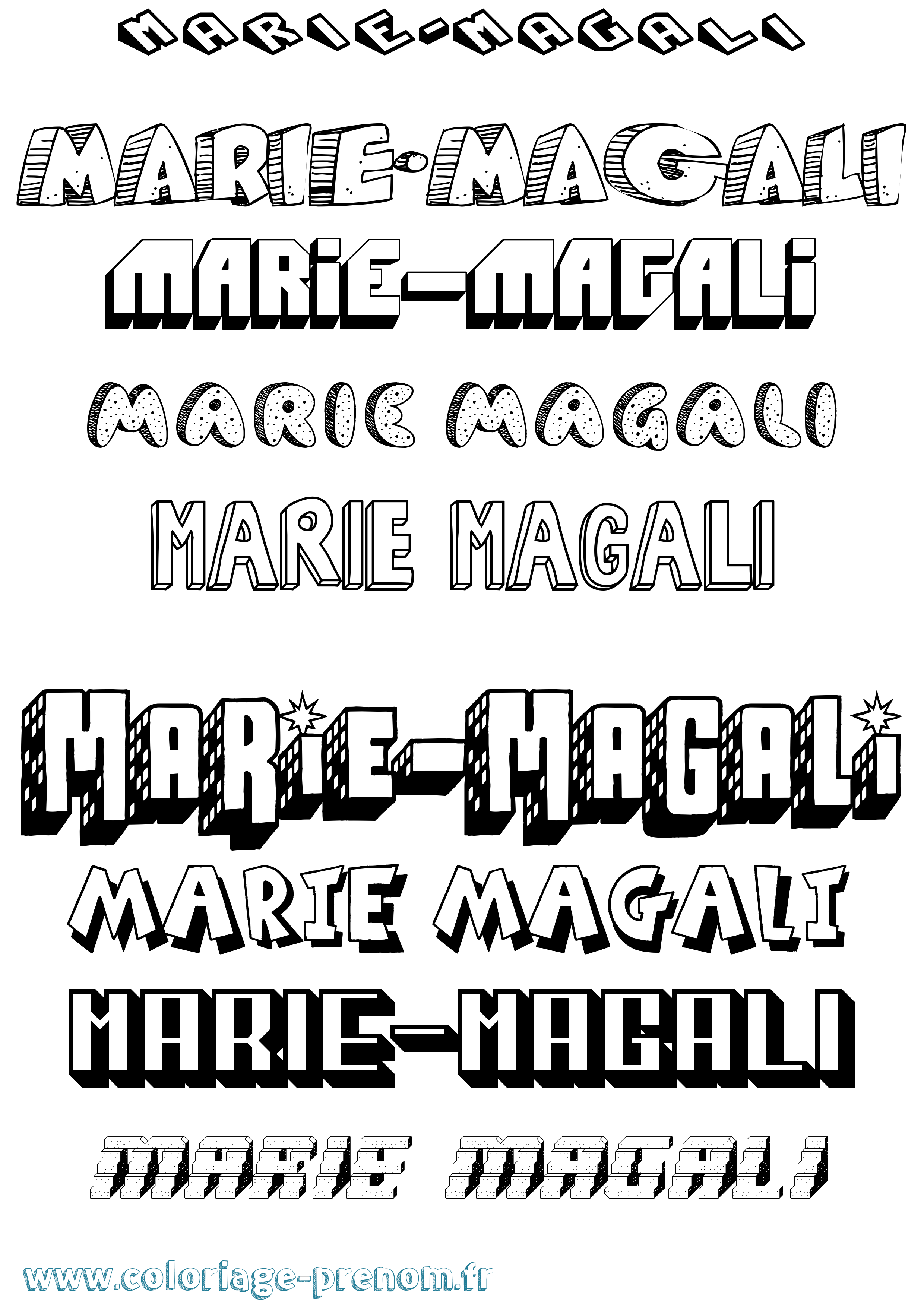 Coloriage Marie-Magali Effet 3D Coloriage prénom Marie-Magali Effet 3D