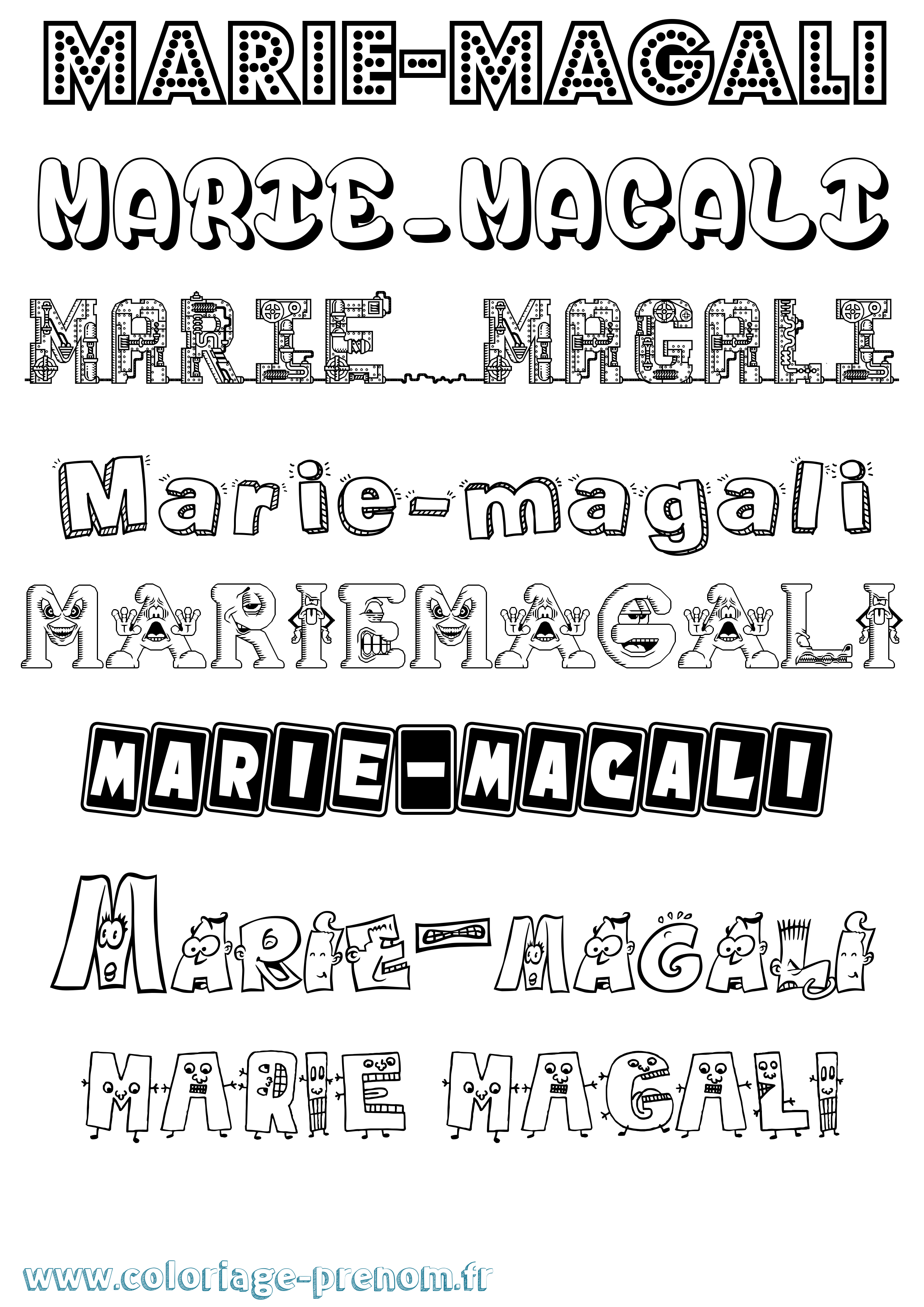 Coloriage Marie-Magali Fun Coloriage prénom Marie-Magali Fun