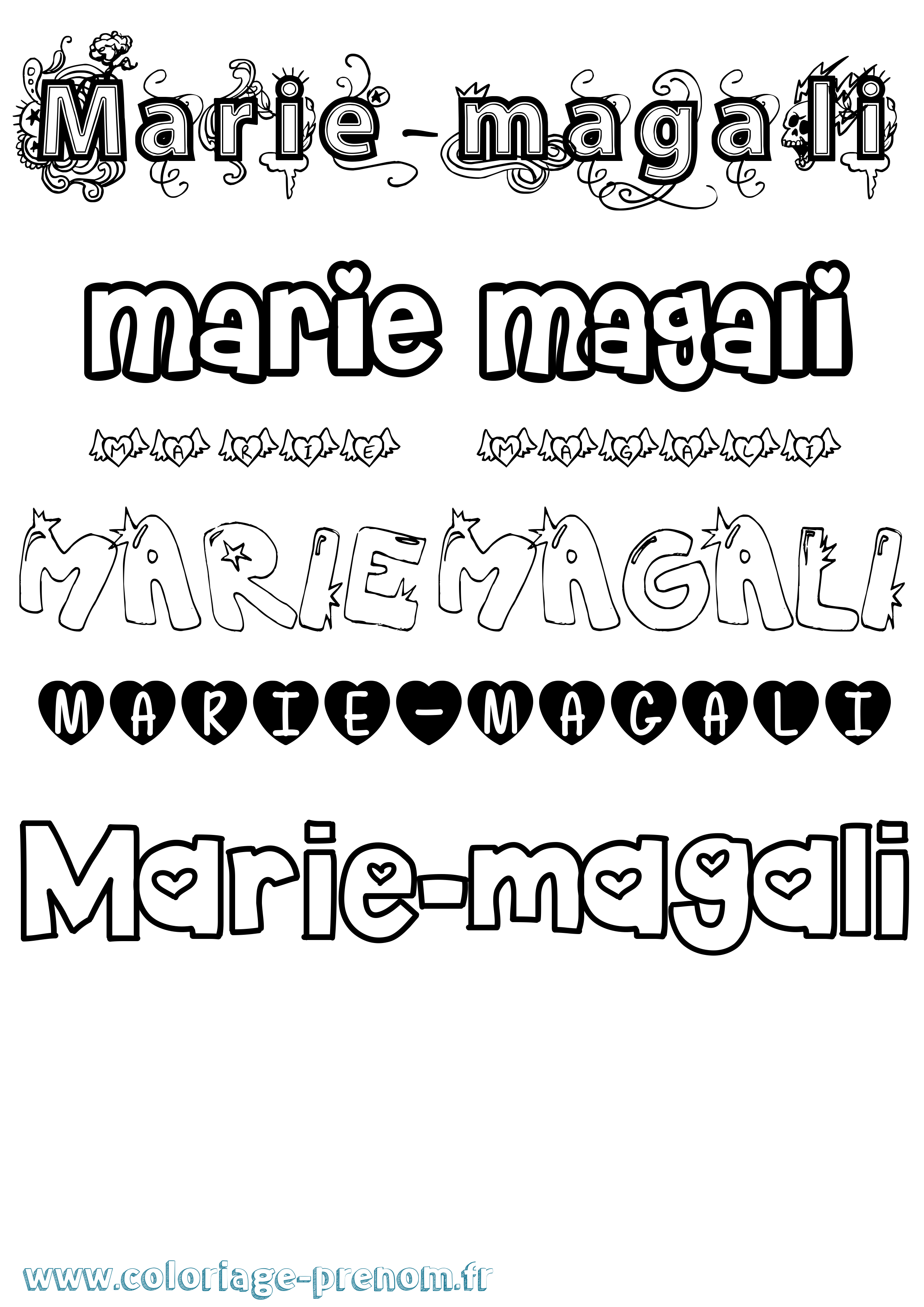 Coloriage Marie-Magali Girly Coloriage prénom Marie-Magali Girly