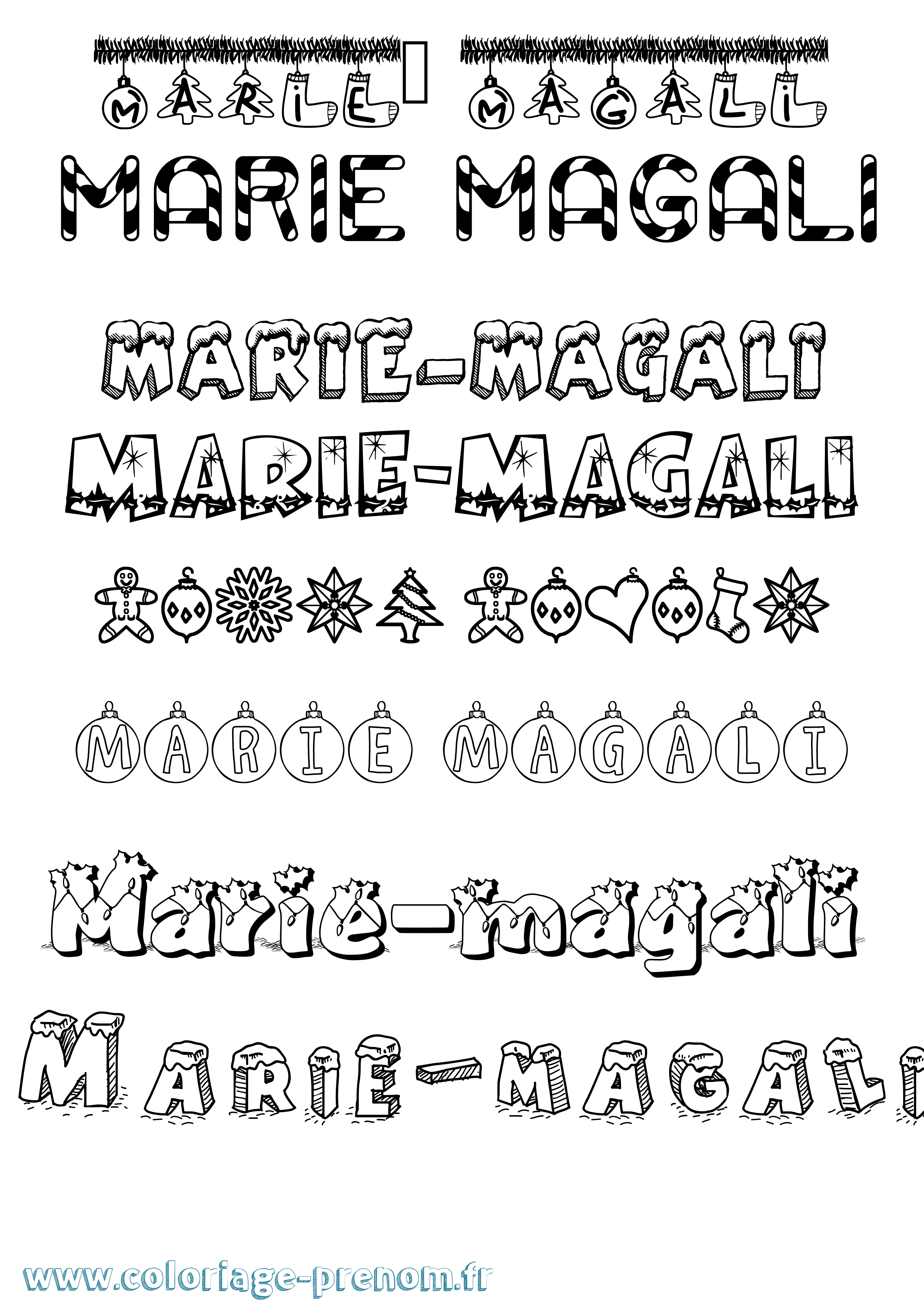 Coloriage Marie-Magali Noël Coloriage prénom Marie-Magali Noël