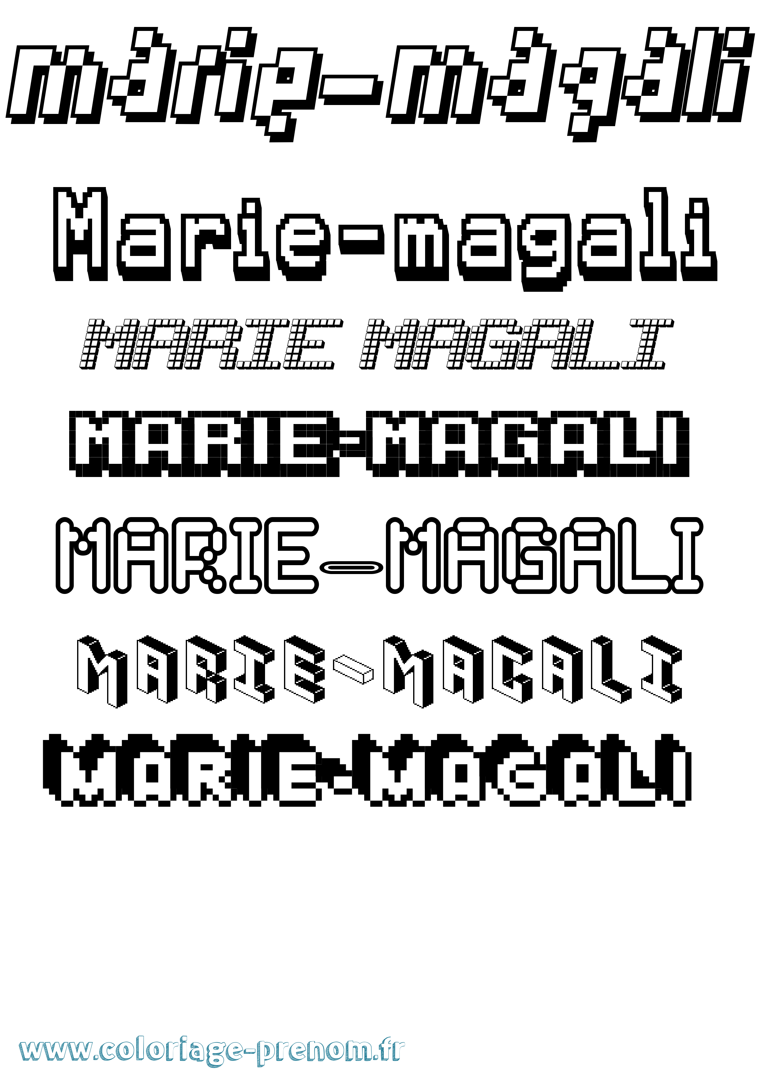 Coloriage Marie-Magali Pixel Coloriage prénom Marie-Magali Pixel